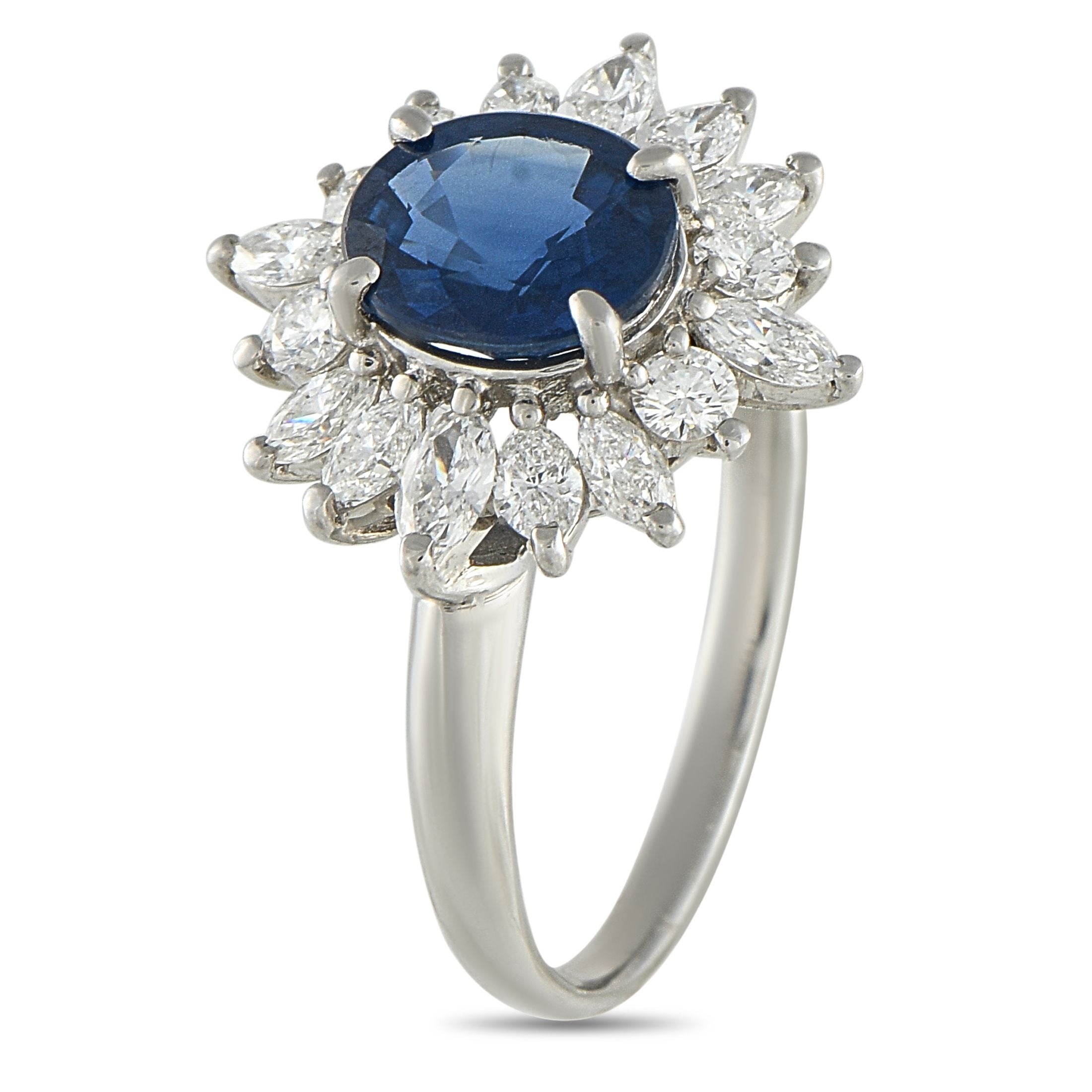 Exclusive Platinum 1.17ct Diamond and Sapphire Ring