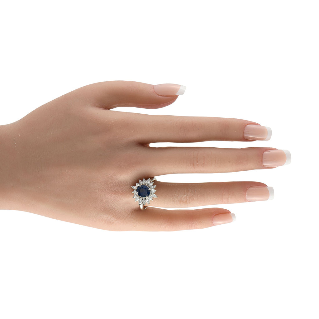 Exclusive Platinum 1.17ct Diamond and Sapphire Ring