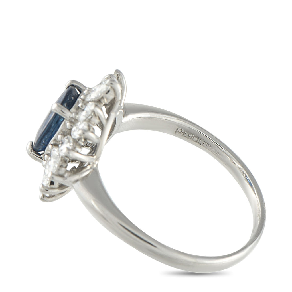 Exclusive Platinum 1.17ct Diamond and Sapphire Ring
