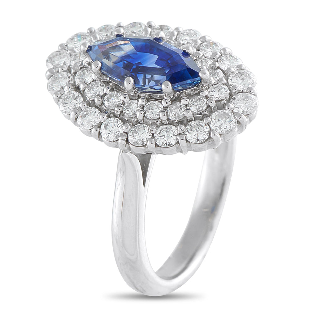 Exclusive Platinum 1.02ct Diamond and Sapphire Ring