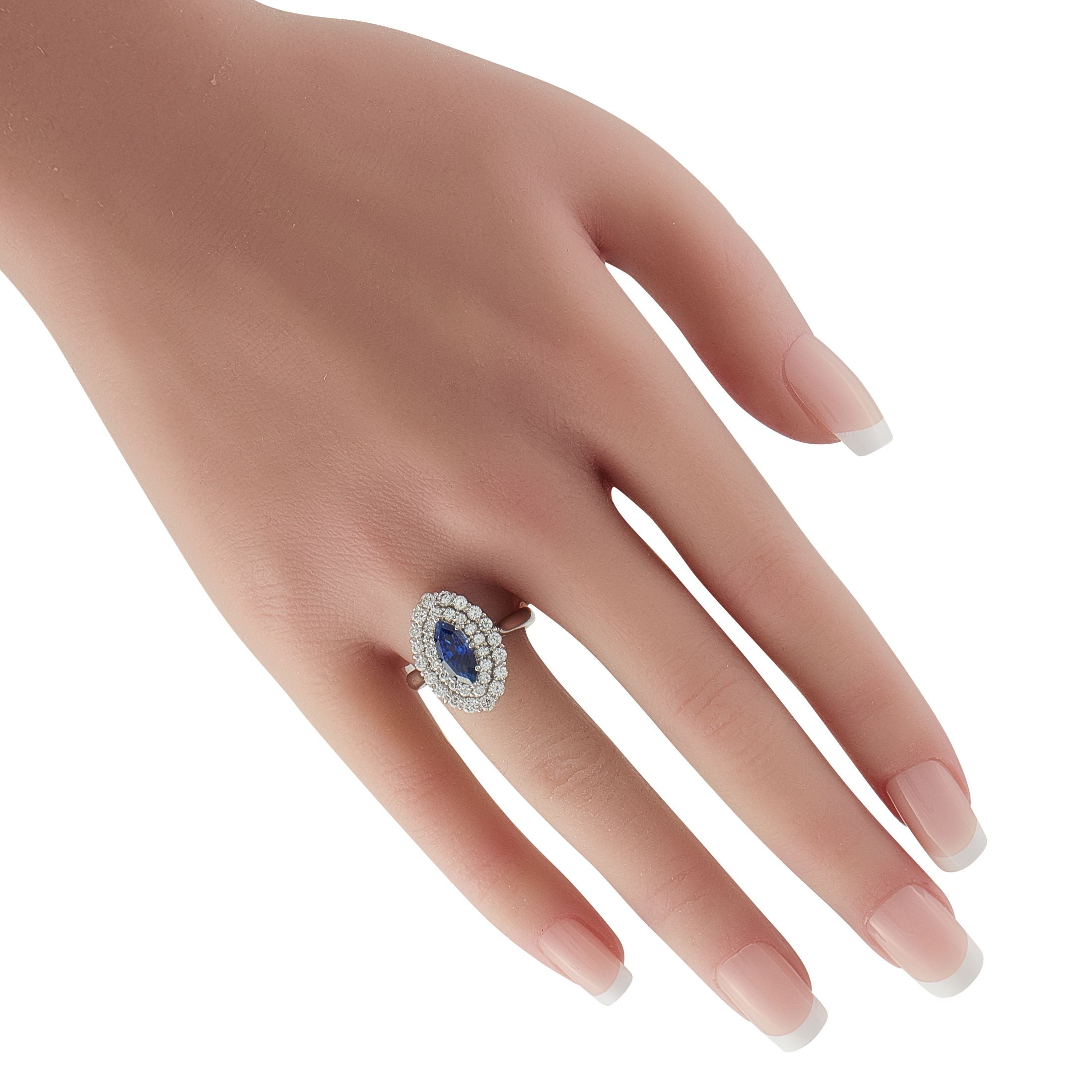 Exclusive Platinum 1.02ct Diamond and Sapphire Ring