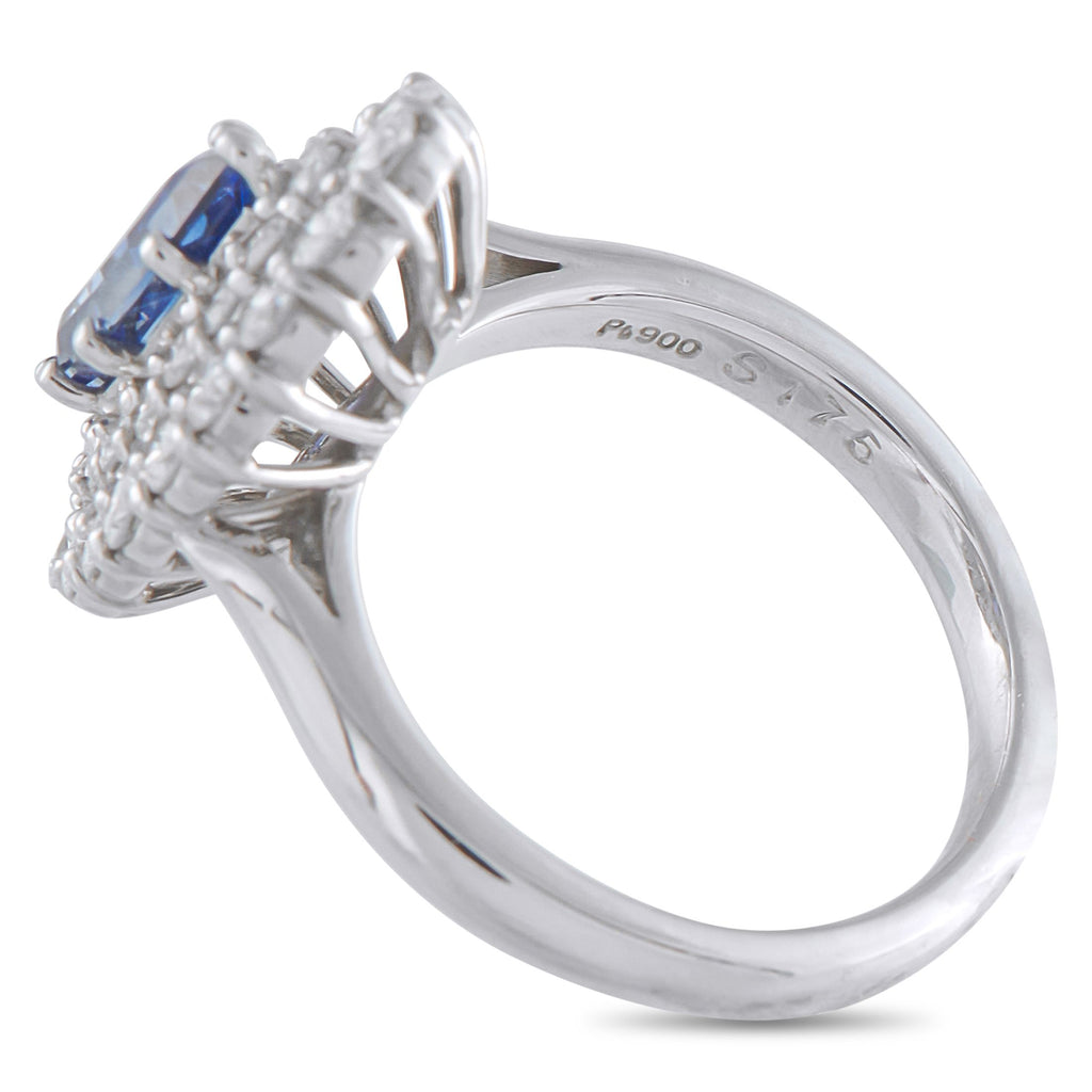 Exclusive Platinum 1.02ct Diamond and Sapphire Ring
