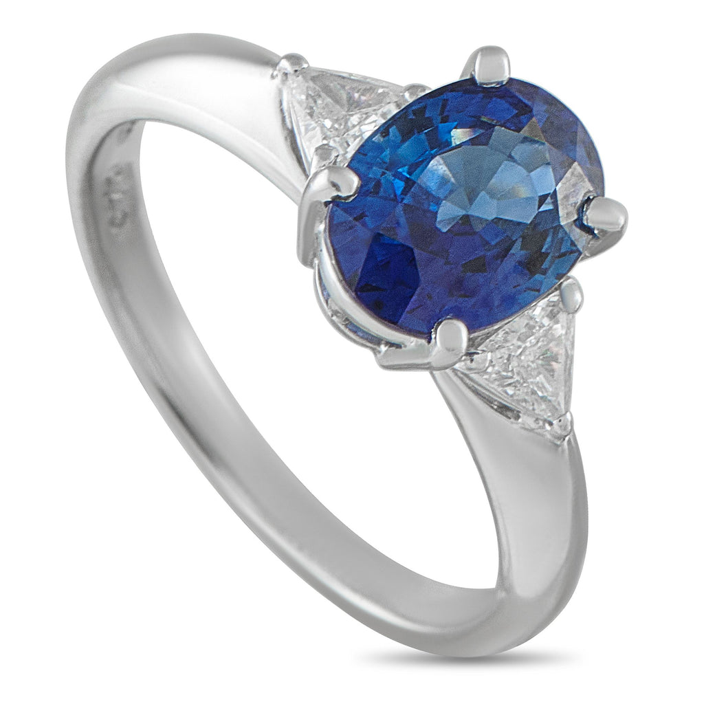 Exclusive Platinum 0.22ct Diamond and Sapphire Ring - A captivating 2.46 carat Sapphire gemstone makes this luxury ring an elegant addition to any ensemble. Simple yet statement-m