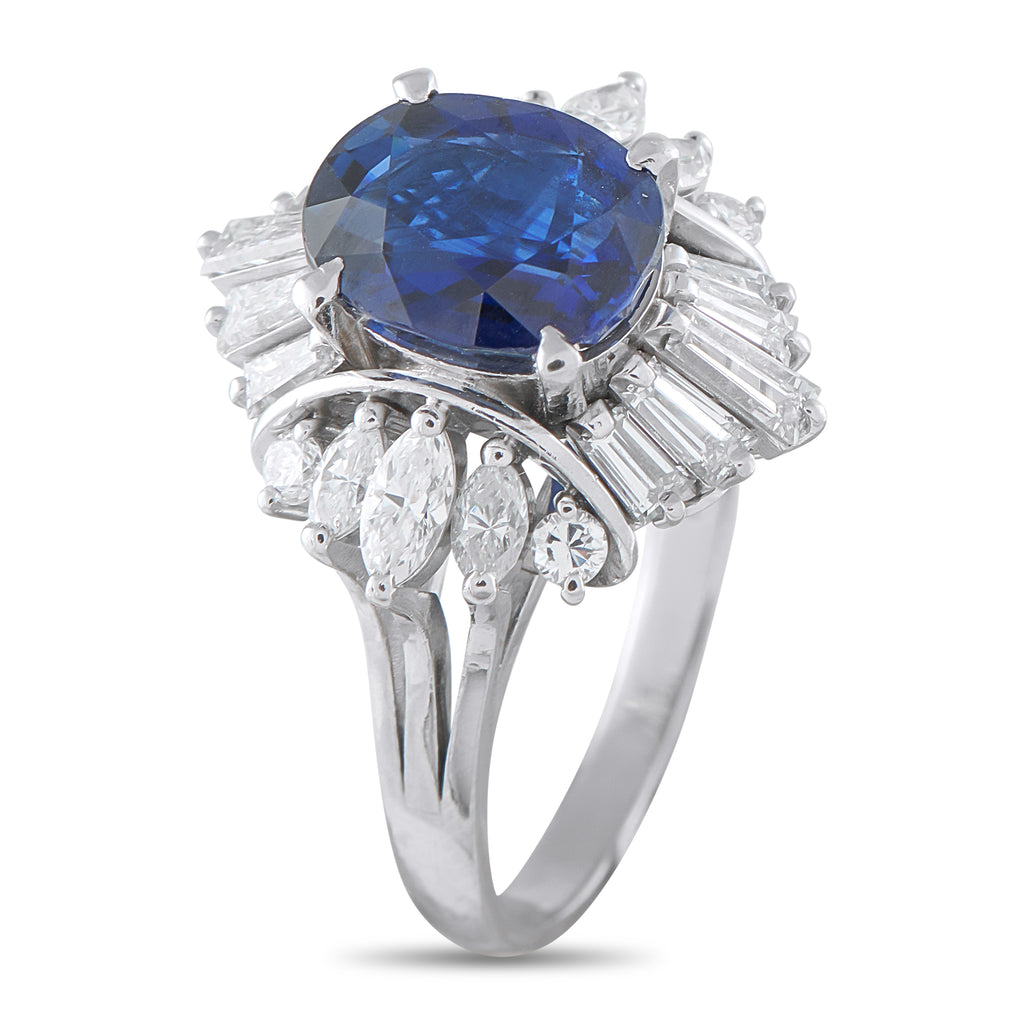 Platinum 1.37ct Diamond and Sapphire Ring