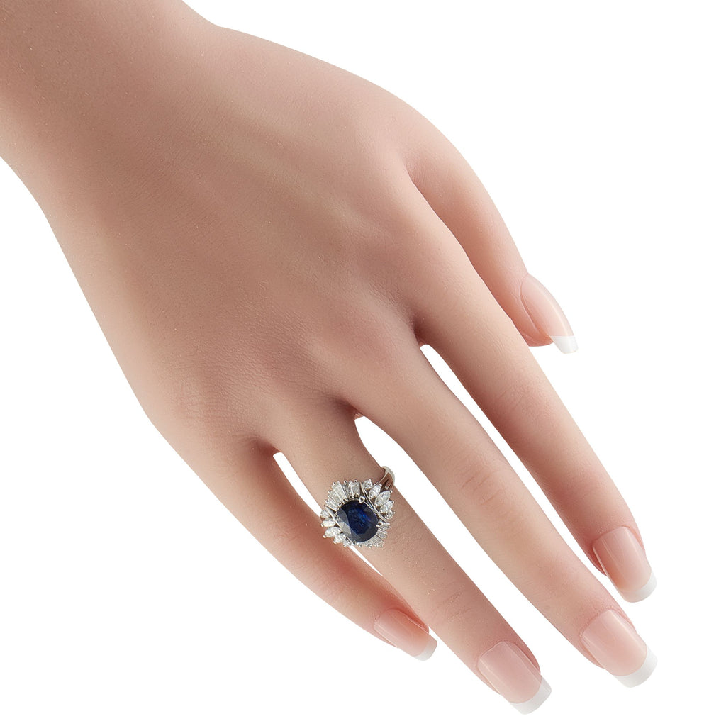 Exclusive Platinum 1.37ct Diamond and Sapphire Ring