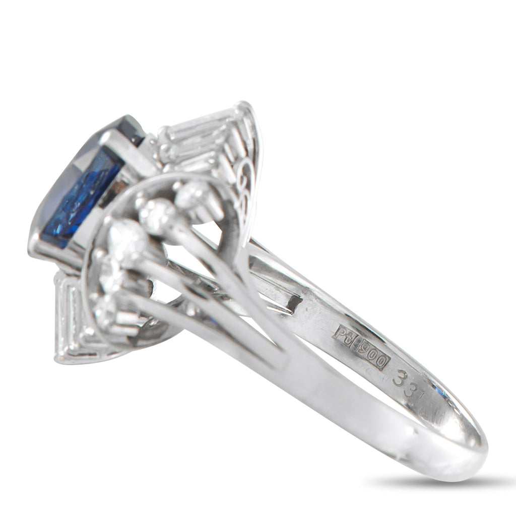 Exclusive Platinum 1.37ct Diamond and Sapphire Ring