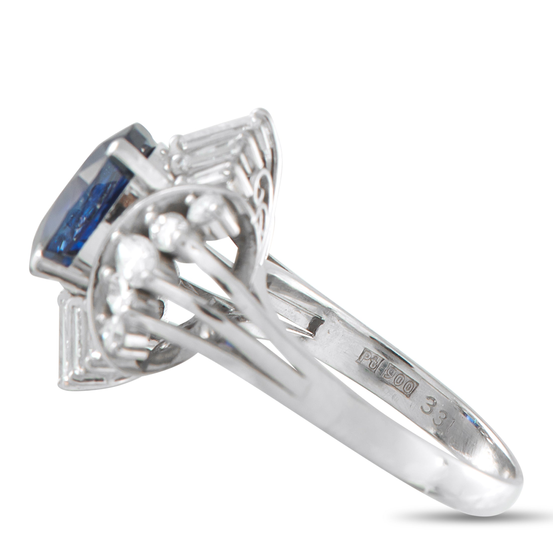 Platinum 1.37ct Diamond and Sapphire Ring