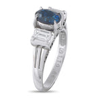 Exclusive Platinum 0.68ct Diamond and Sapphire Three-Stone Ring