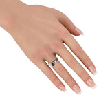 Exclusive Platinum 0.68ct Diamond and Sapphire Three-Stone Ring