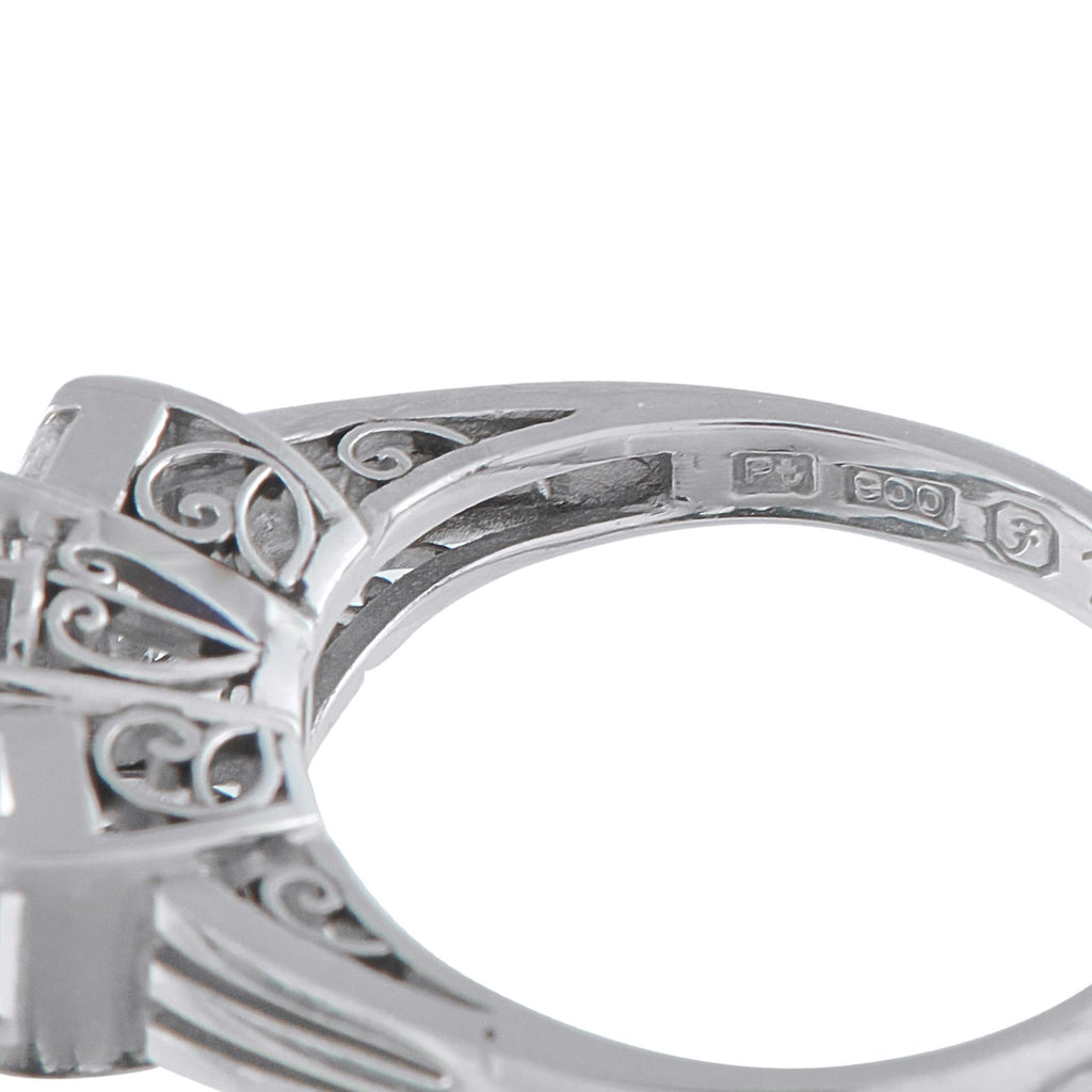 Exclusive Platinum 0.68ct Diamond and Sapphire Three-Stone Ring