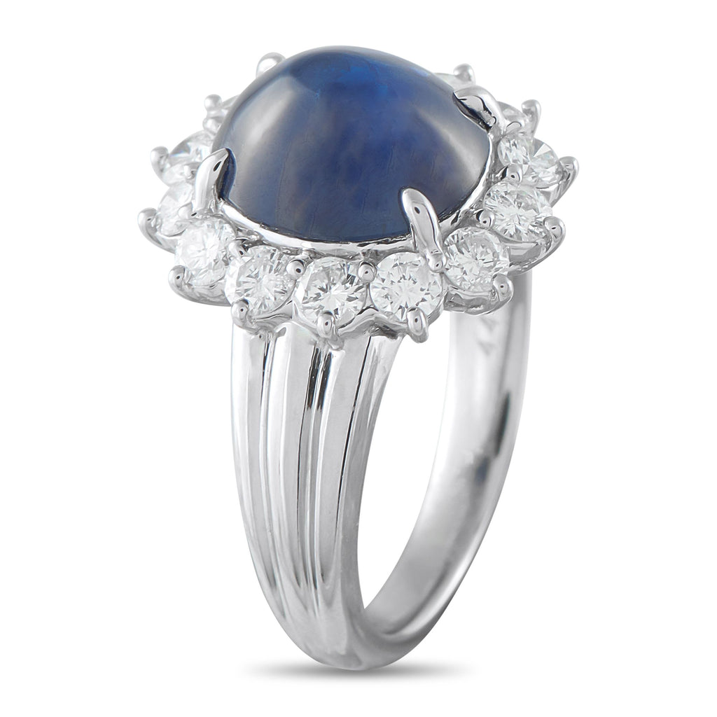 Platinum 0.92ct Diamond and Sapphire Ring