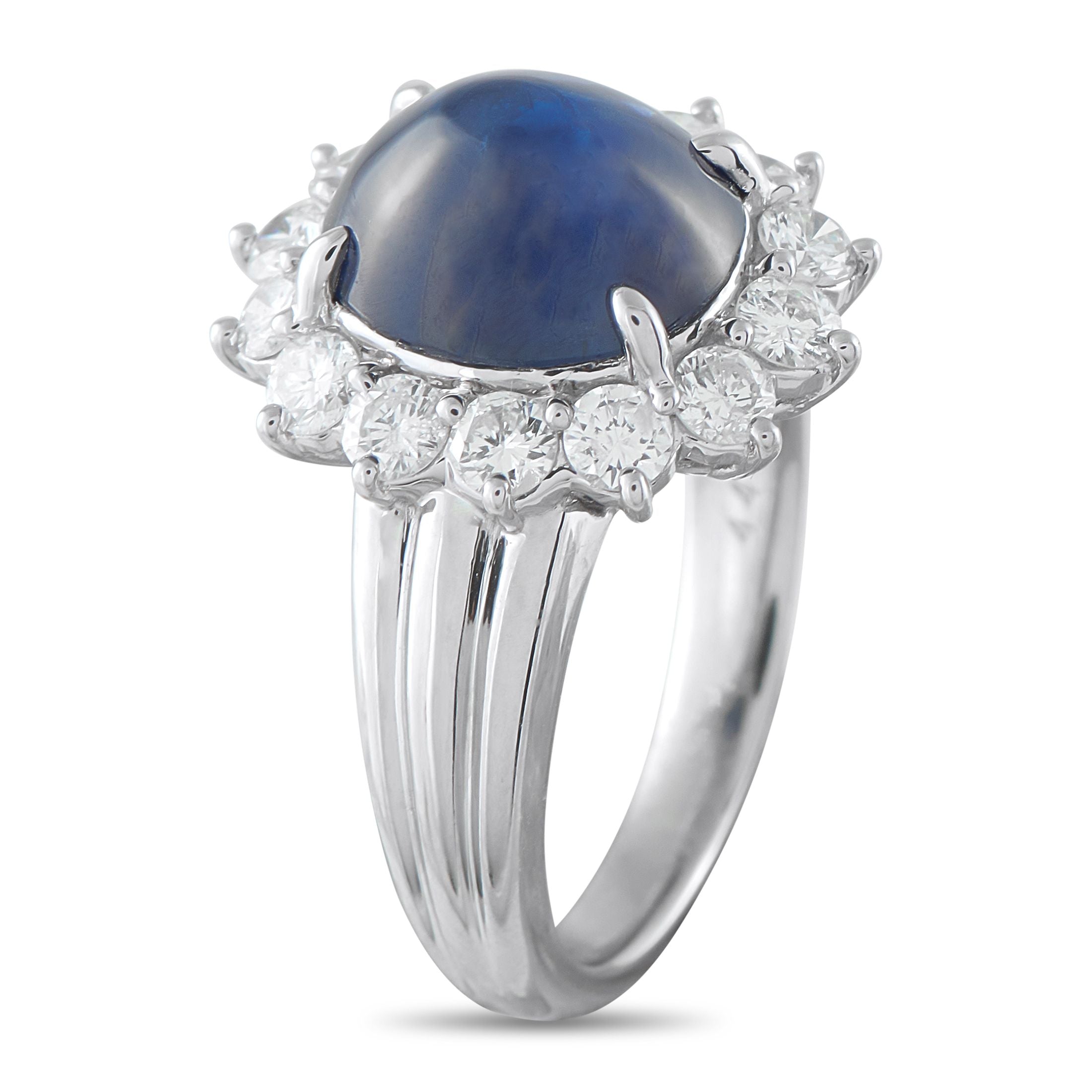 Platinum 0.92ct Diamond and Sapphire Ring