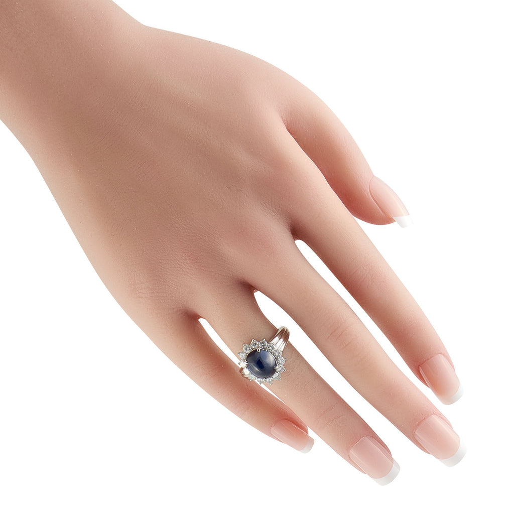 Platinum 0.92ct Diamond and Sapphire Ring