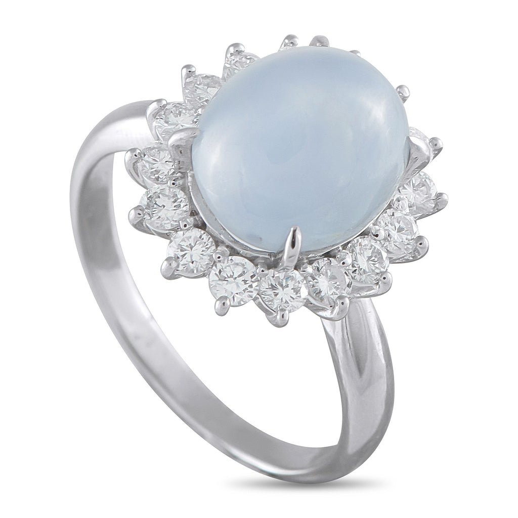 Exclusive Platinum 0.80ct Diamond and Baby Blue Sapphire Ring - This Exclusive  ring captures the serene brilliance of the sky in wearable form. It showcases a 9.9-carat baby blue sapphire
