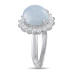 Platinum 0.80ct Diamond and Baby Blue Sapphire Ring