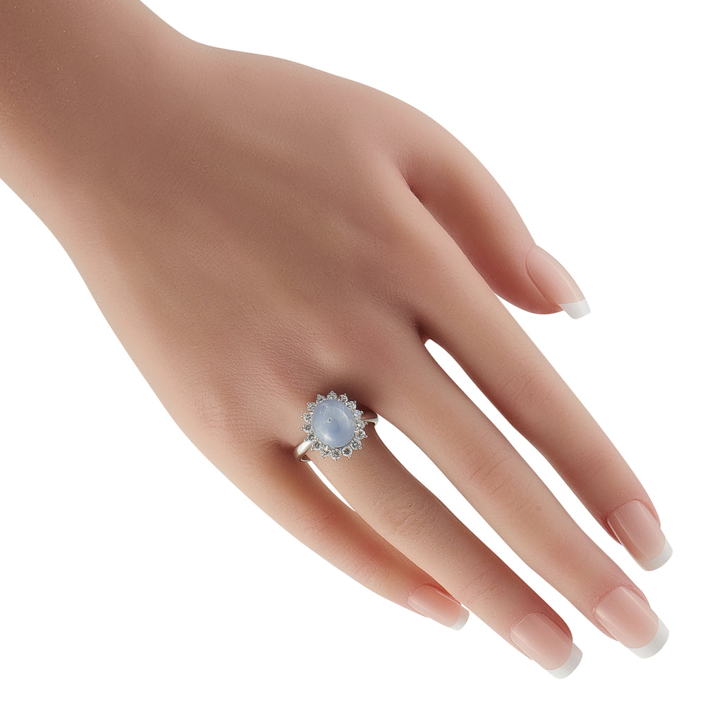 Platinum 0.80ct Diamond and Baby Blue Sapphire Ring