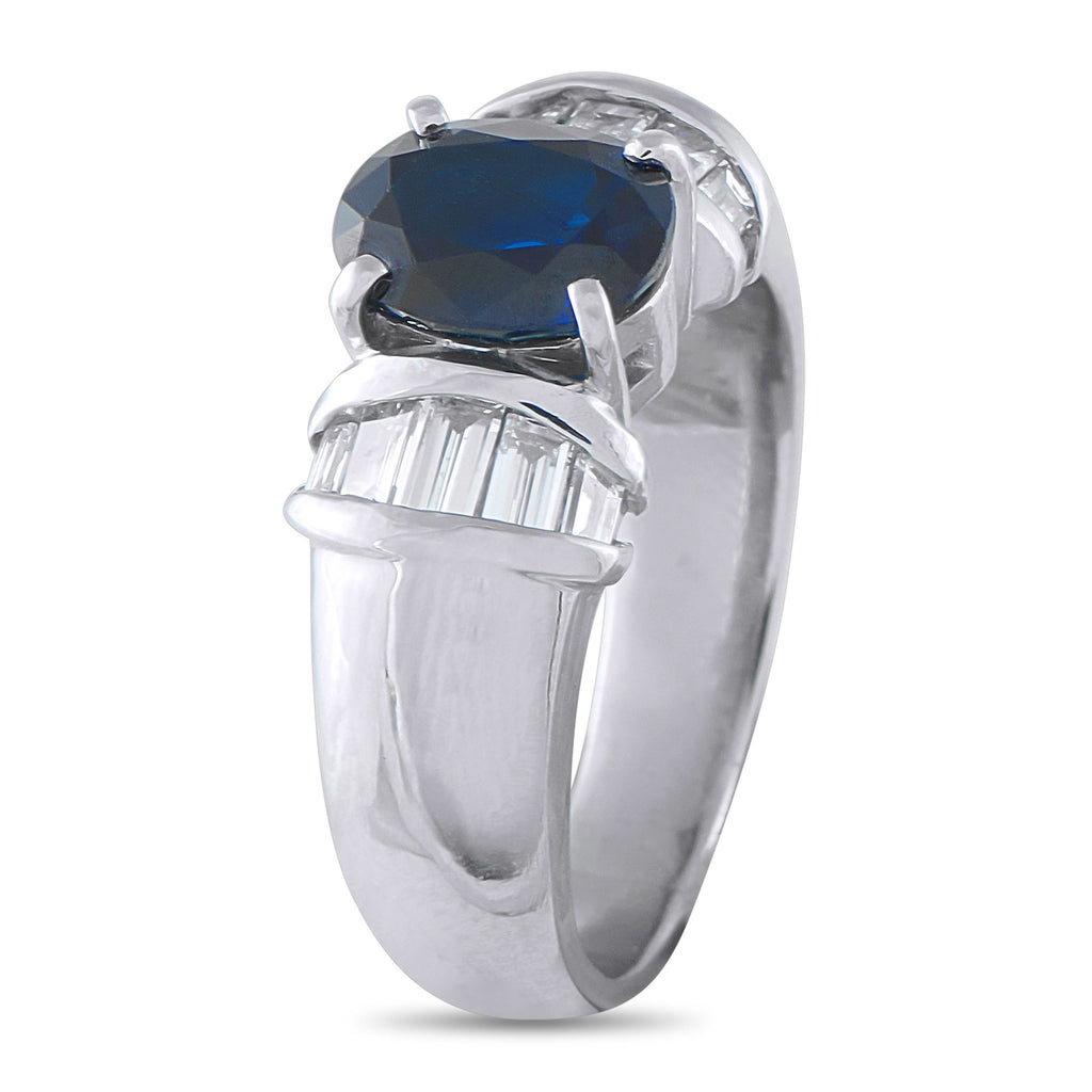 Platinum 0.46ct Diamond and Sapphire Ring
