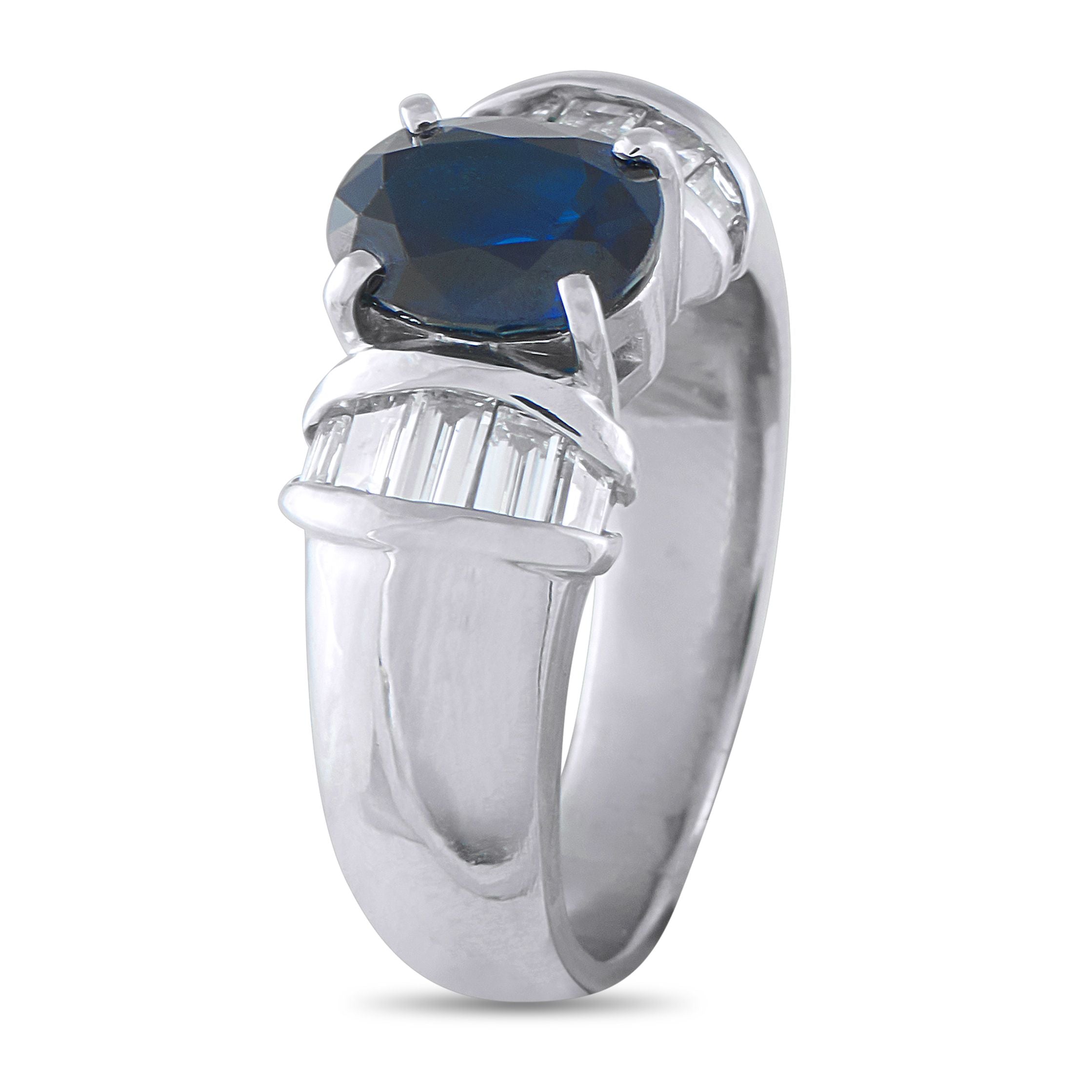 Platinum 0.46ct Diamond and Sapphire Ring