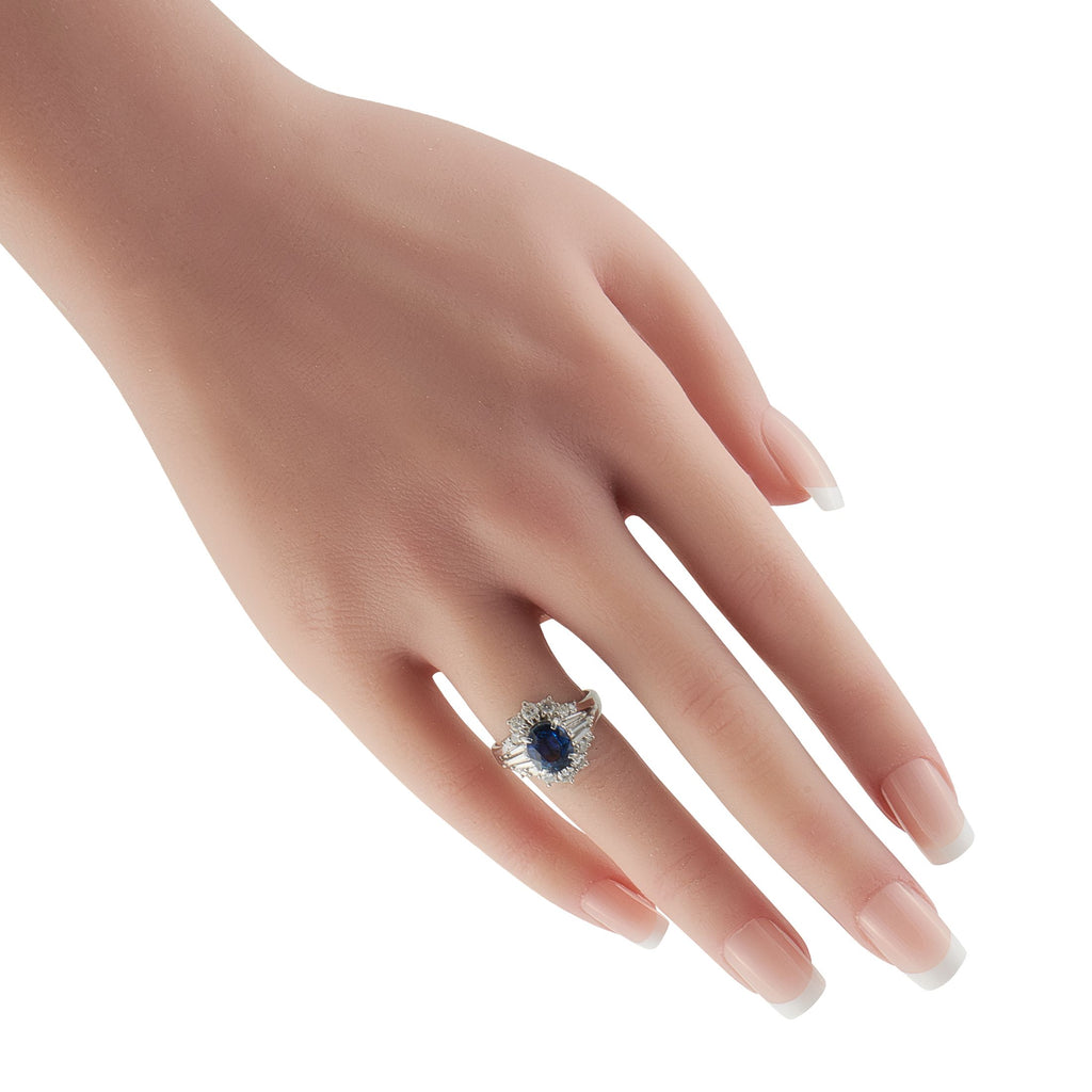 Exclusive Platinum 0.87ct Diamond and Sapphire Ring