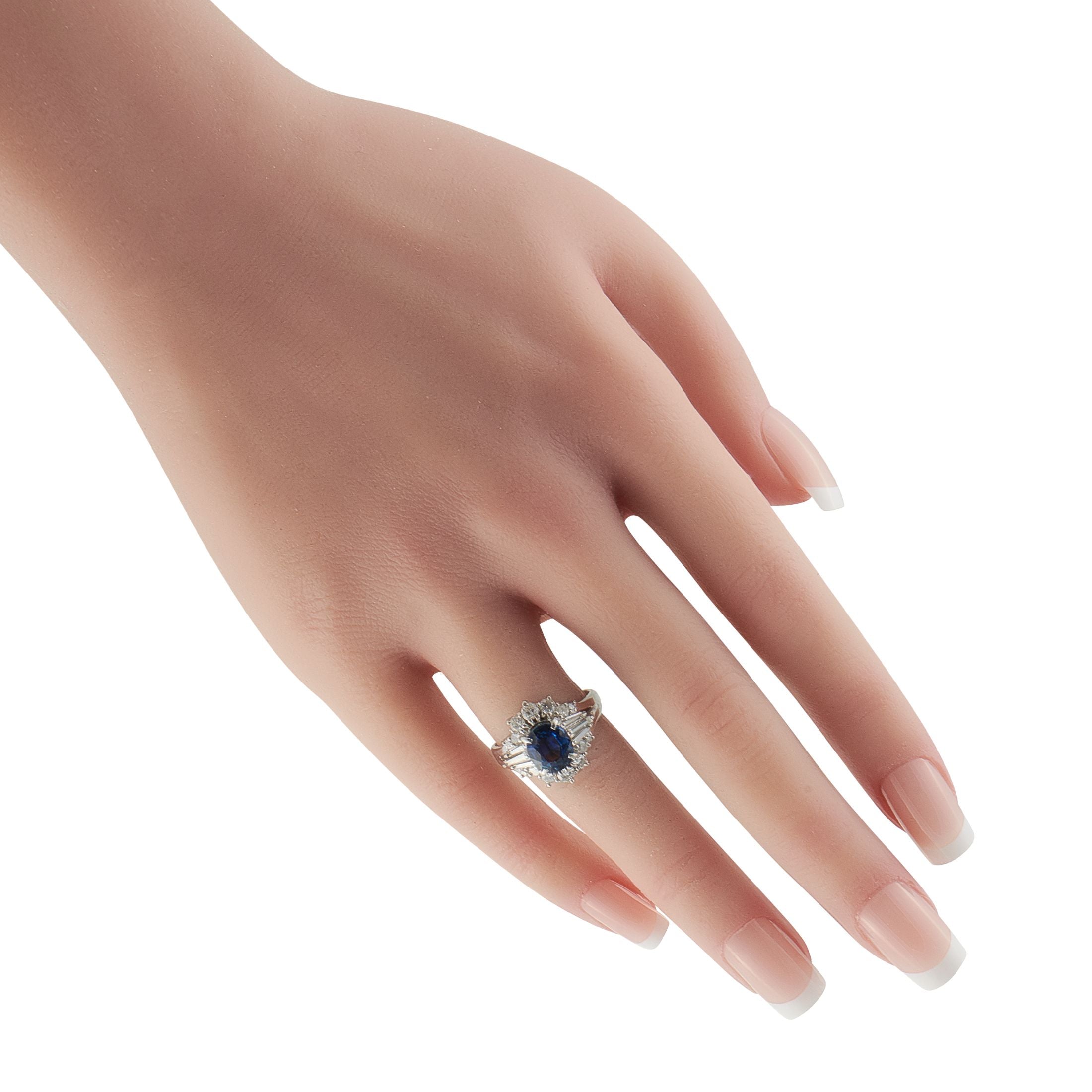 Exclusive Platinum 0.87ct Diamond and Sapphire Ring