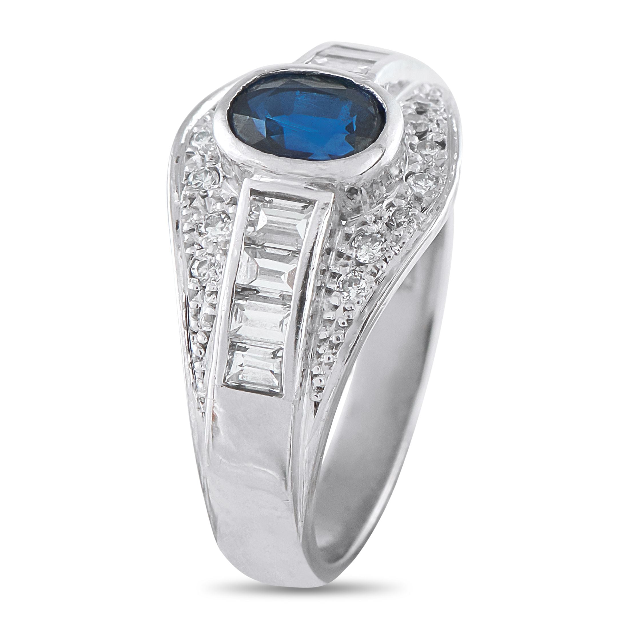 Exclusive Platinum 0.62ct Diamond and Sapphire Ring
