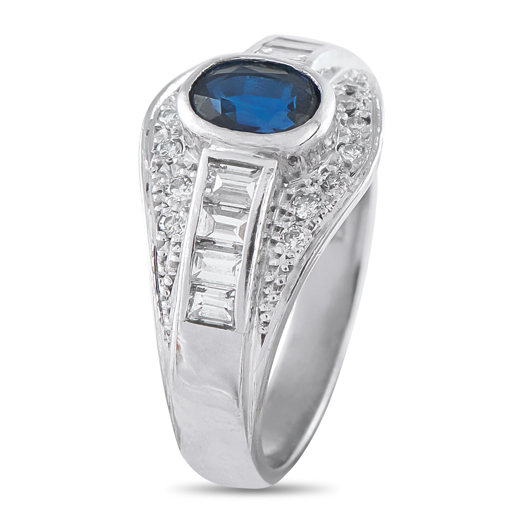 Platinum 0.62ct Diamond and Sapphire Ring