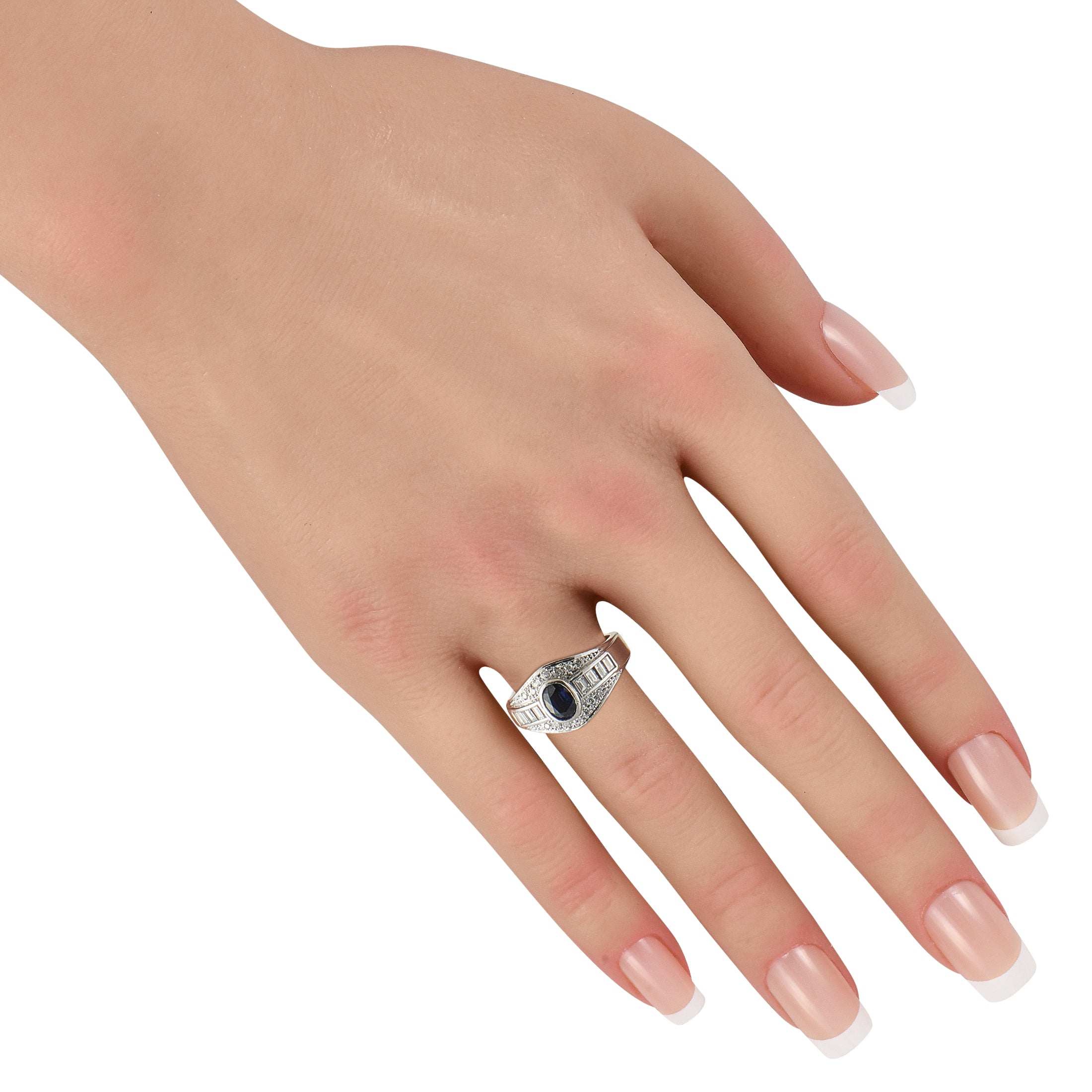 Platinum 0.62ct Diamond and Sapphire Ring