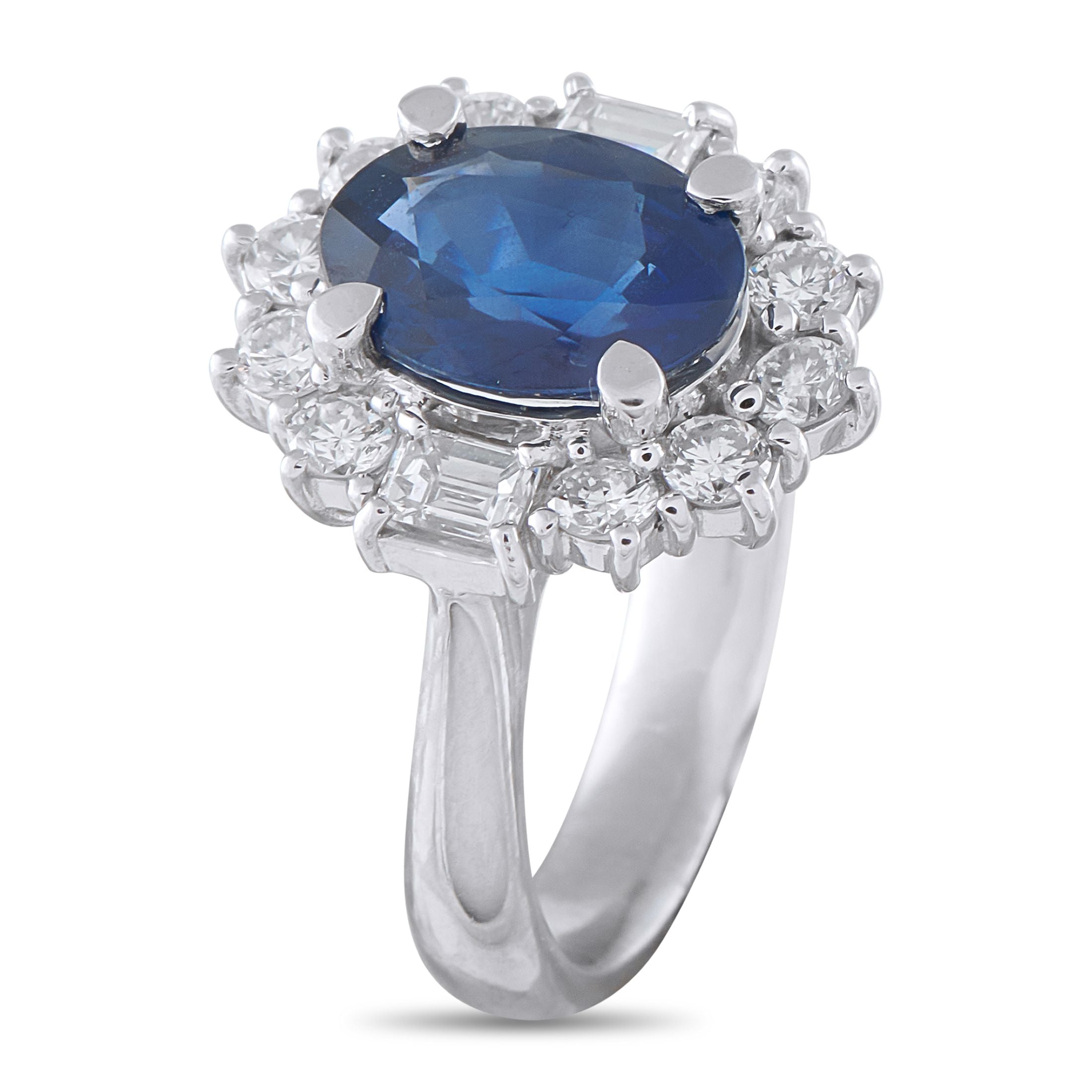 Exclusive Platinum 1.08ct Diamond and Sapphire Ring