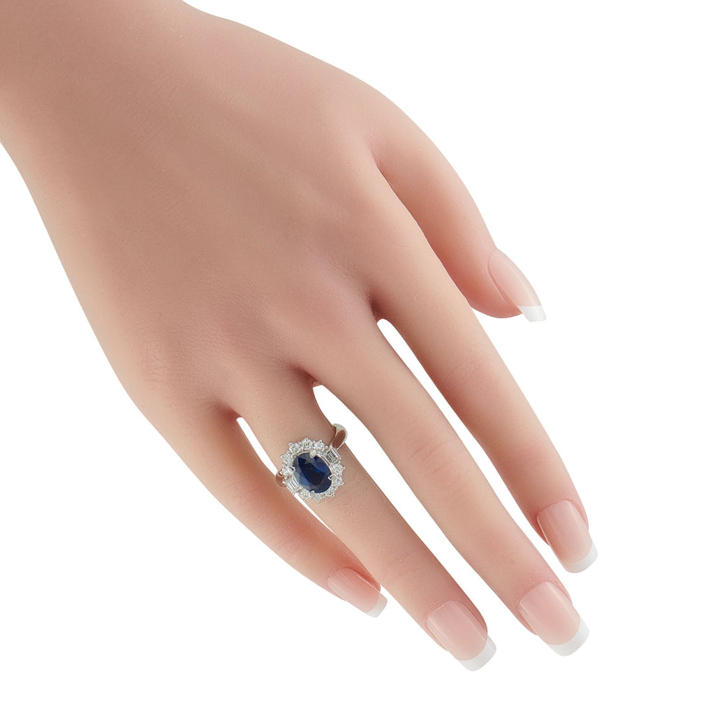 Exclusive Platinum 1.08ct Diamond and Sapphire Ring