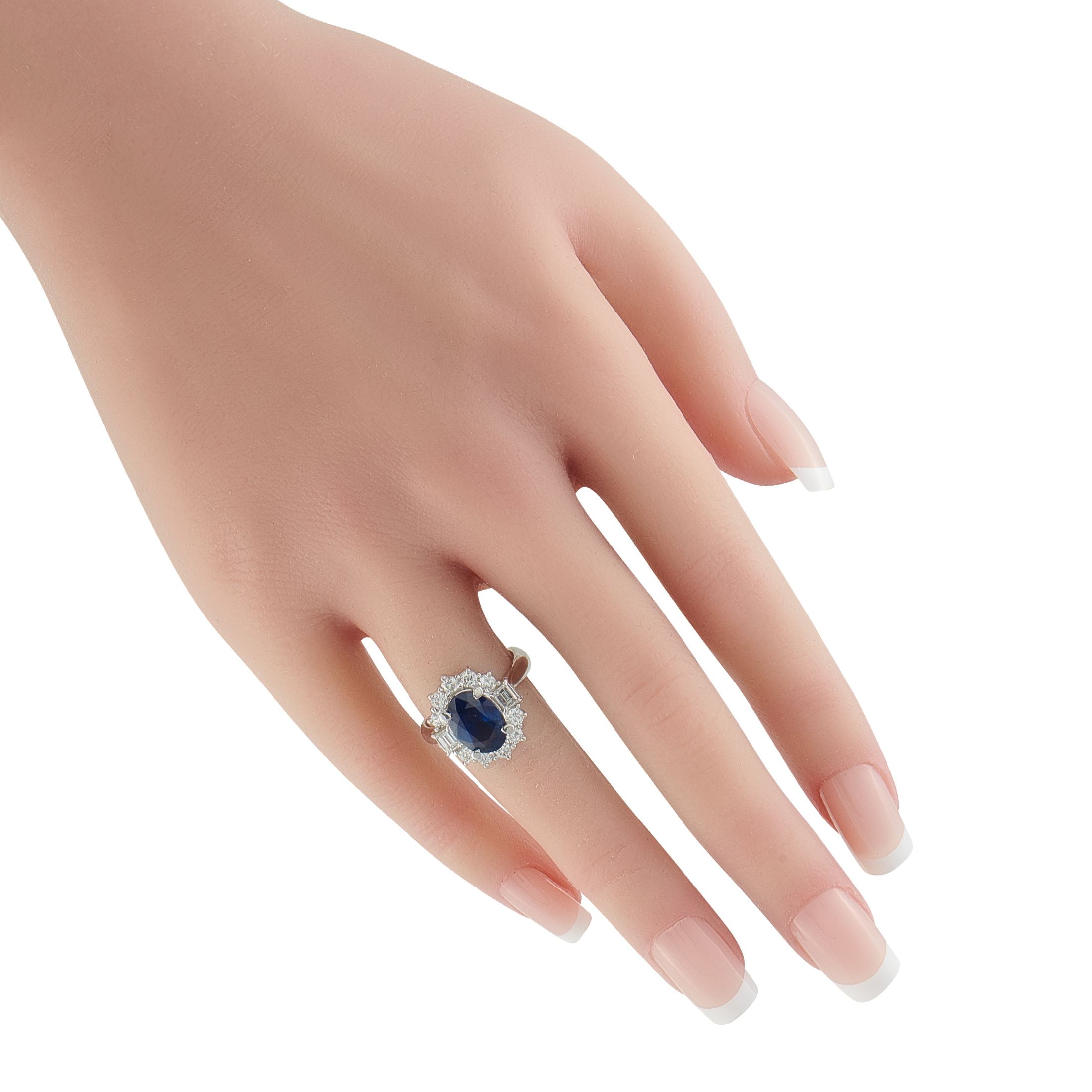 Exclusive Platinum 1.08ct Diamond and Sapphire Ring