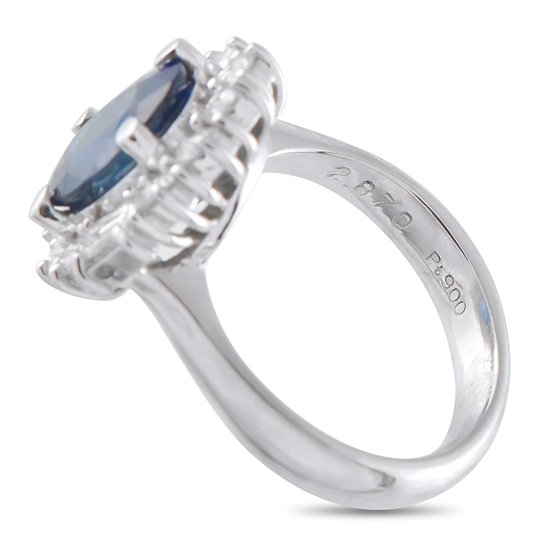 Exclusive Platinum 1.08ct Diamond and Sapphire Ring
