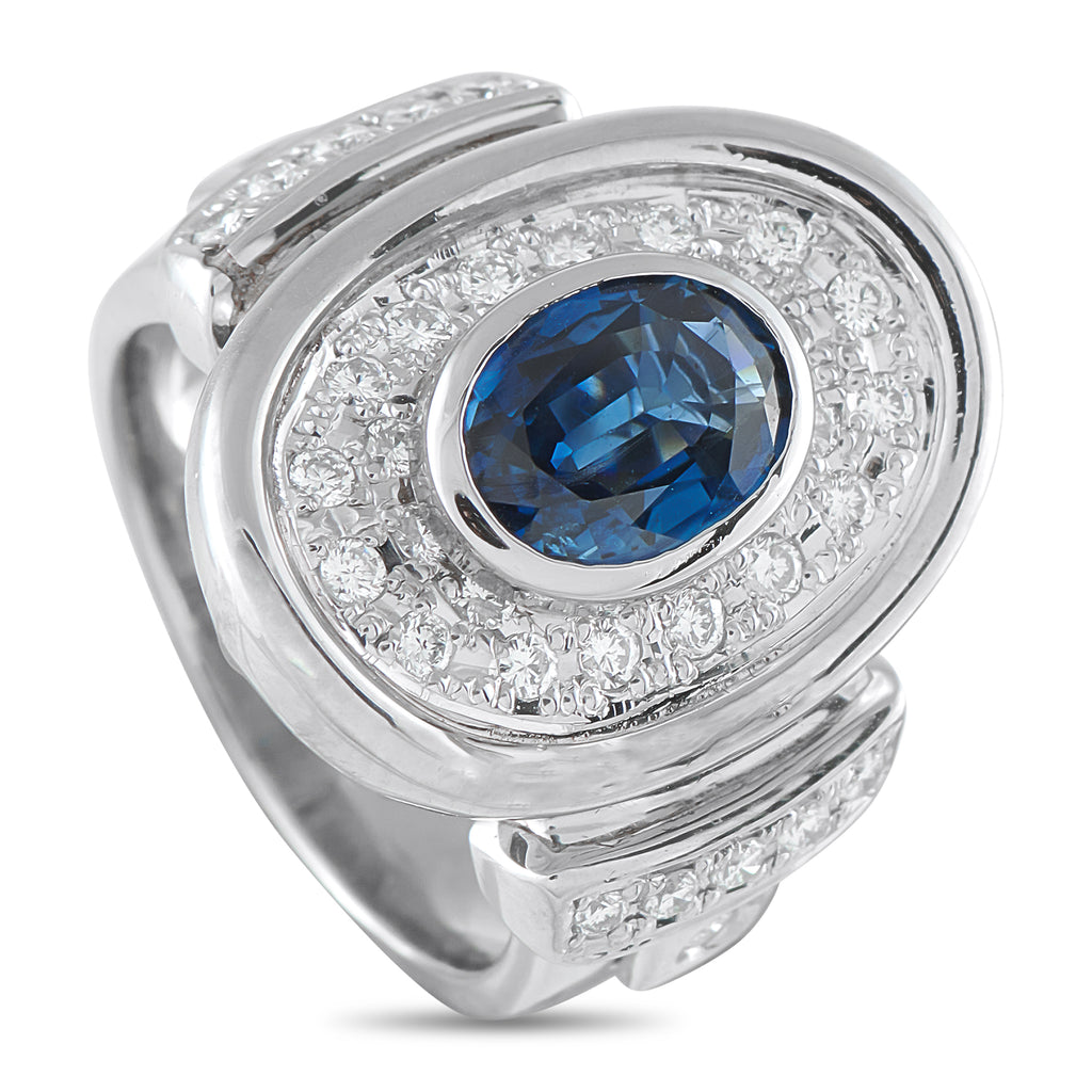 Platinum 0.61ct Diamond and Sapphire Ring