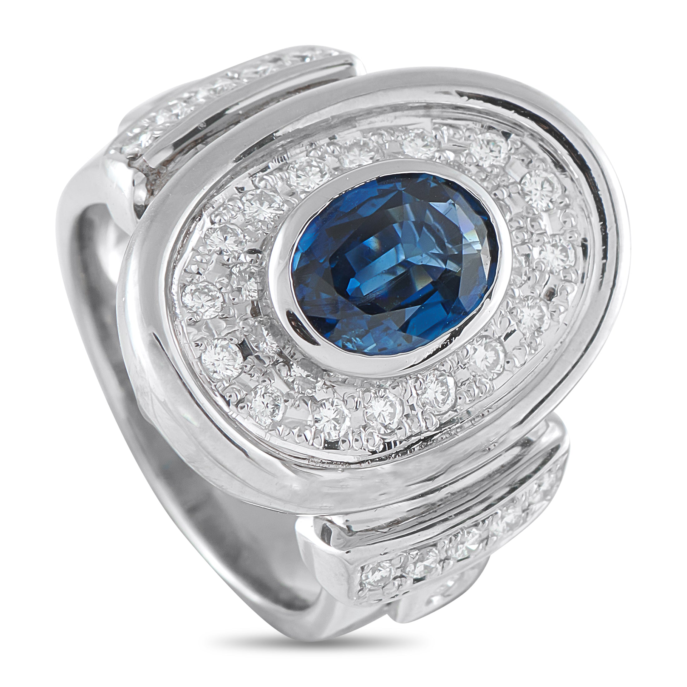 Platinum 0.61ct Diamond and Sapphire Ring