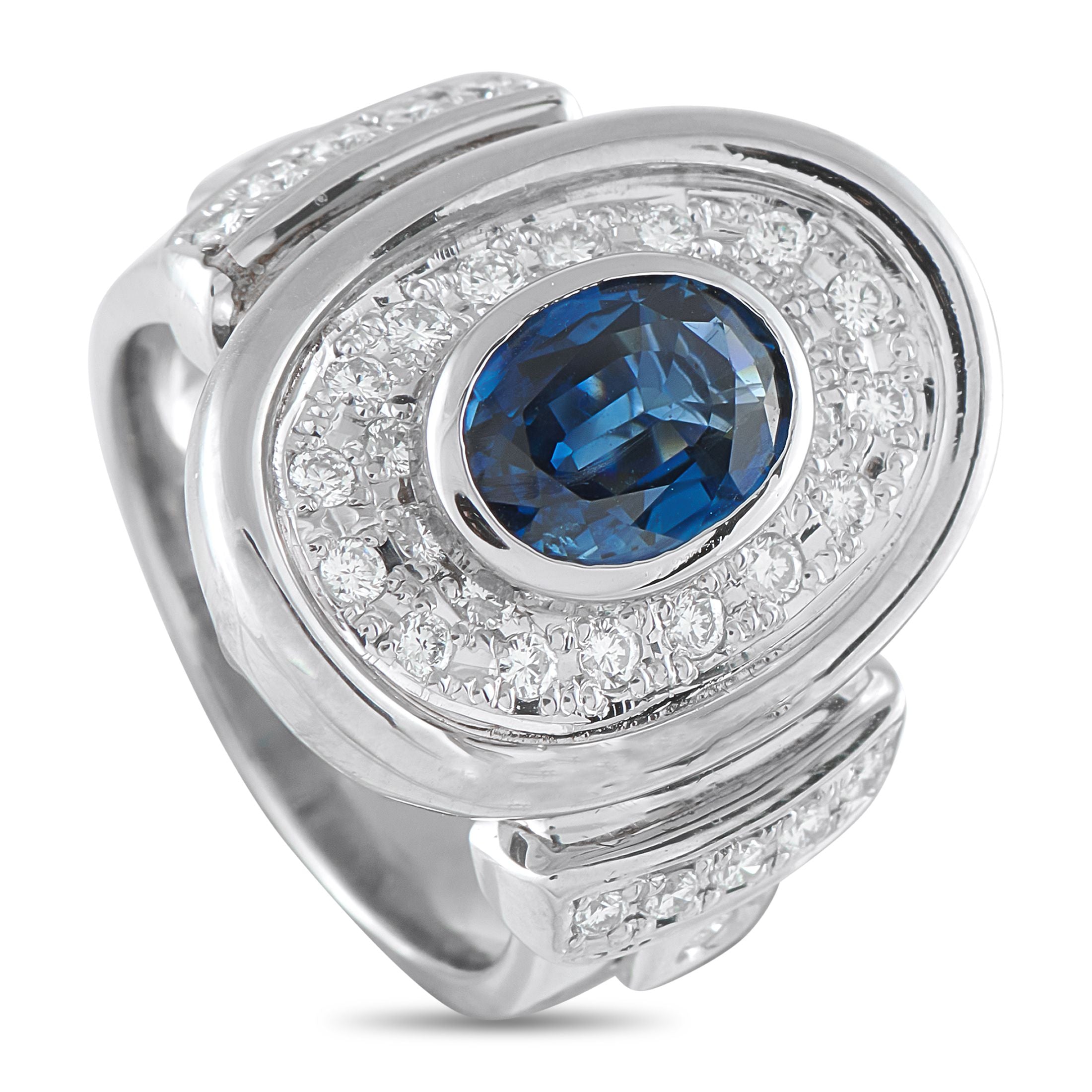 Exclusive Platinum 0.61ct Diamond and Sapphire Ring MF09-101725 – A uniquely elegant design makes this ring simply unforgetta