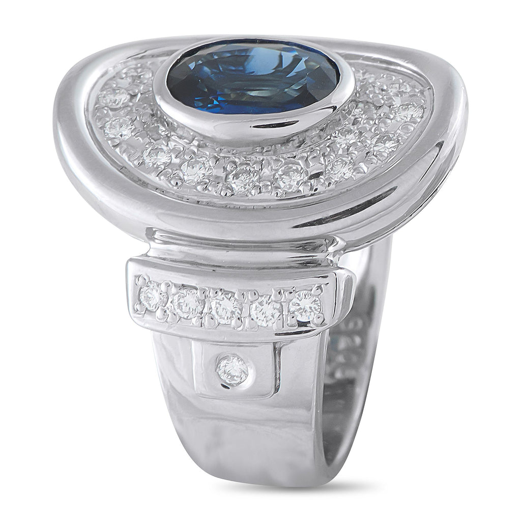 Exclusive Platinum 0.61ct Diamond and Sapphire Ring
