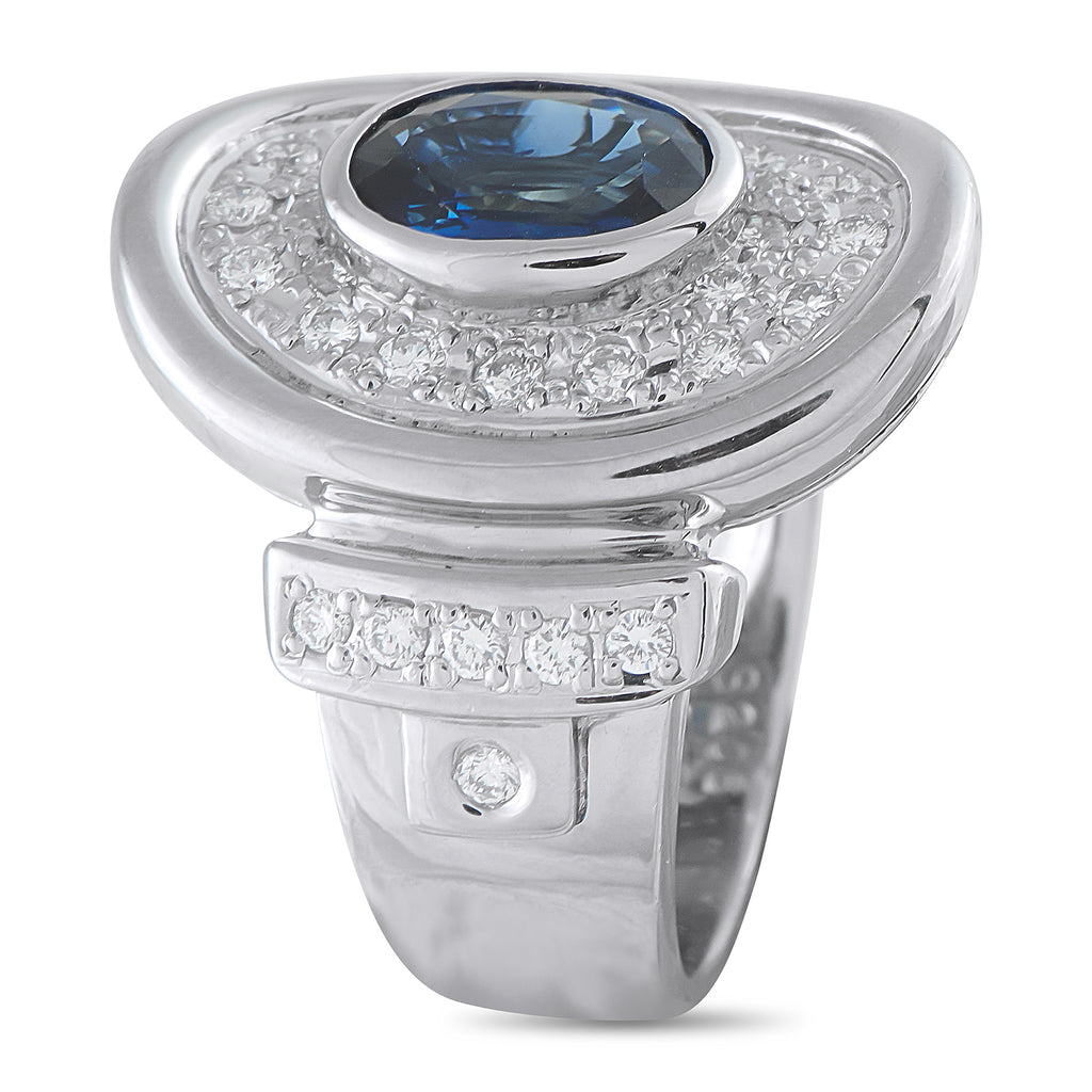 Platinum 0.61ct Diamond and Sapphire Ring
