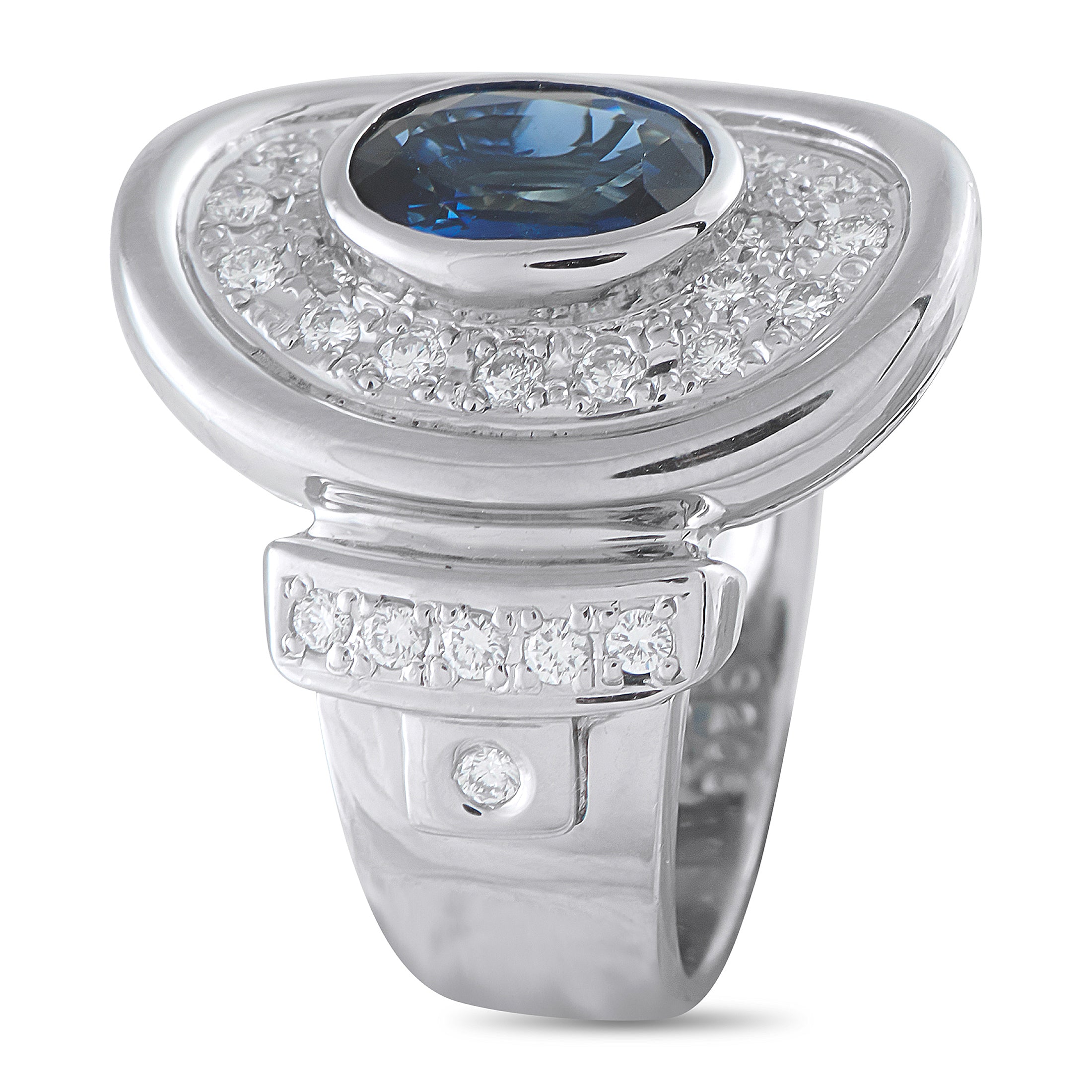 Platinum 0.61ct Diamond and Sapphire Ring