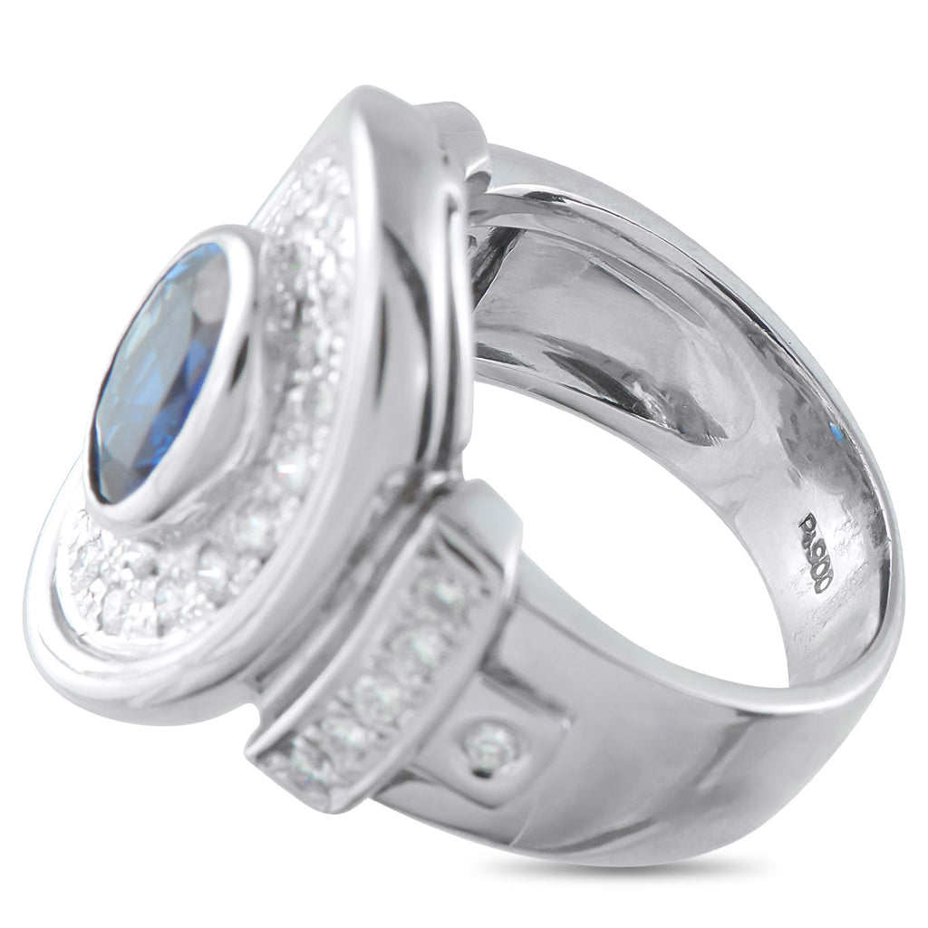 Exclusive Platinum 0.61ct Diamond and Sapphire Ring