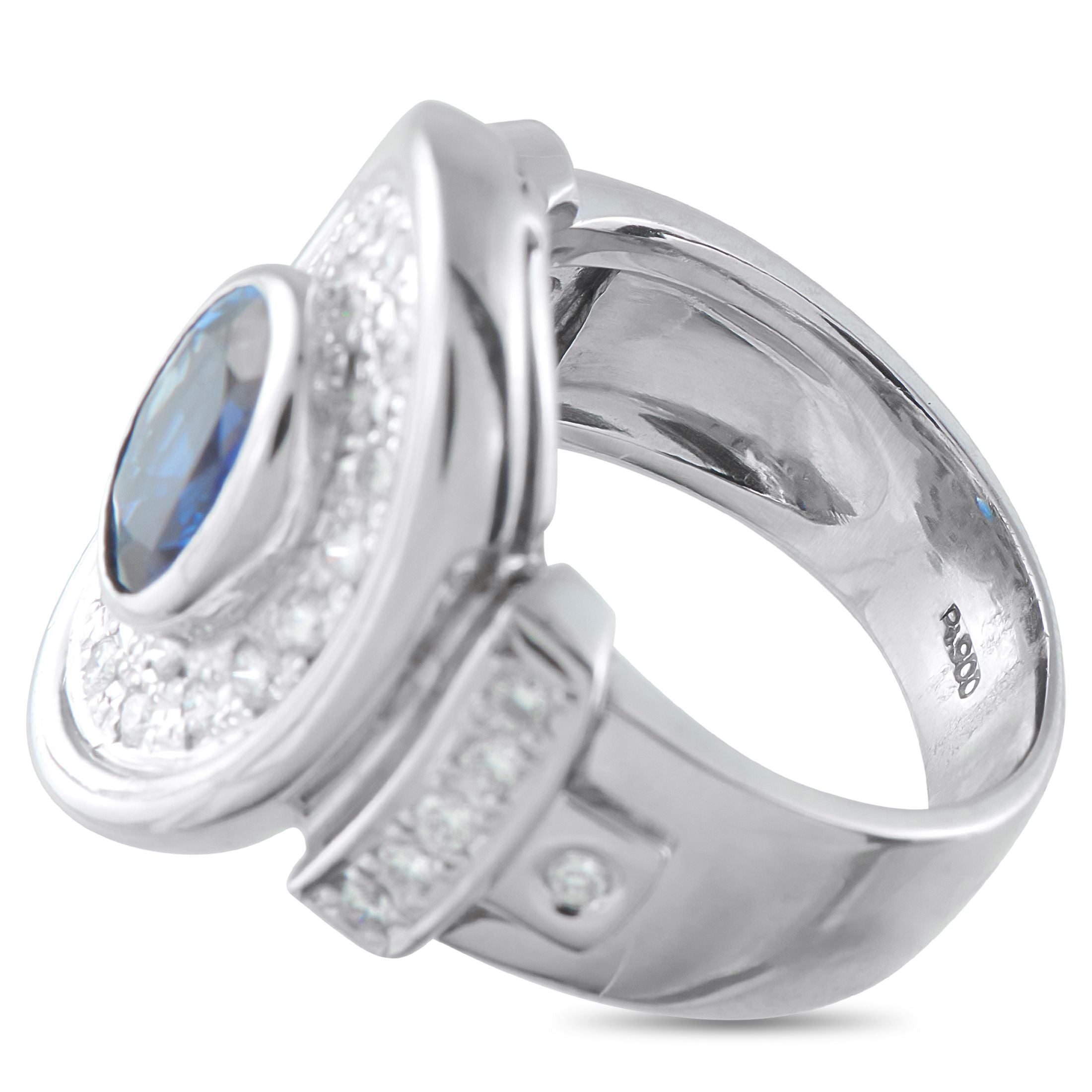 Exclusive Platinum 0.61ct Diamond and Sapphire Ring