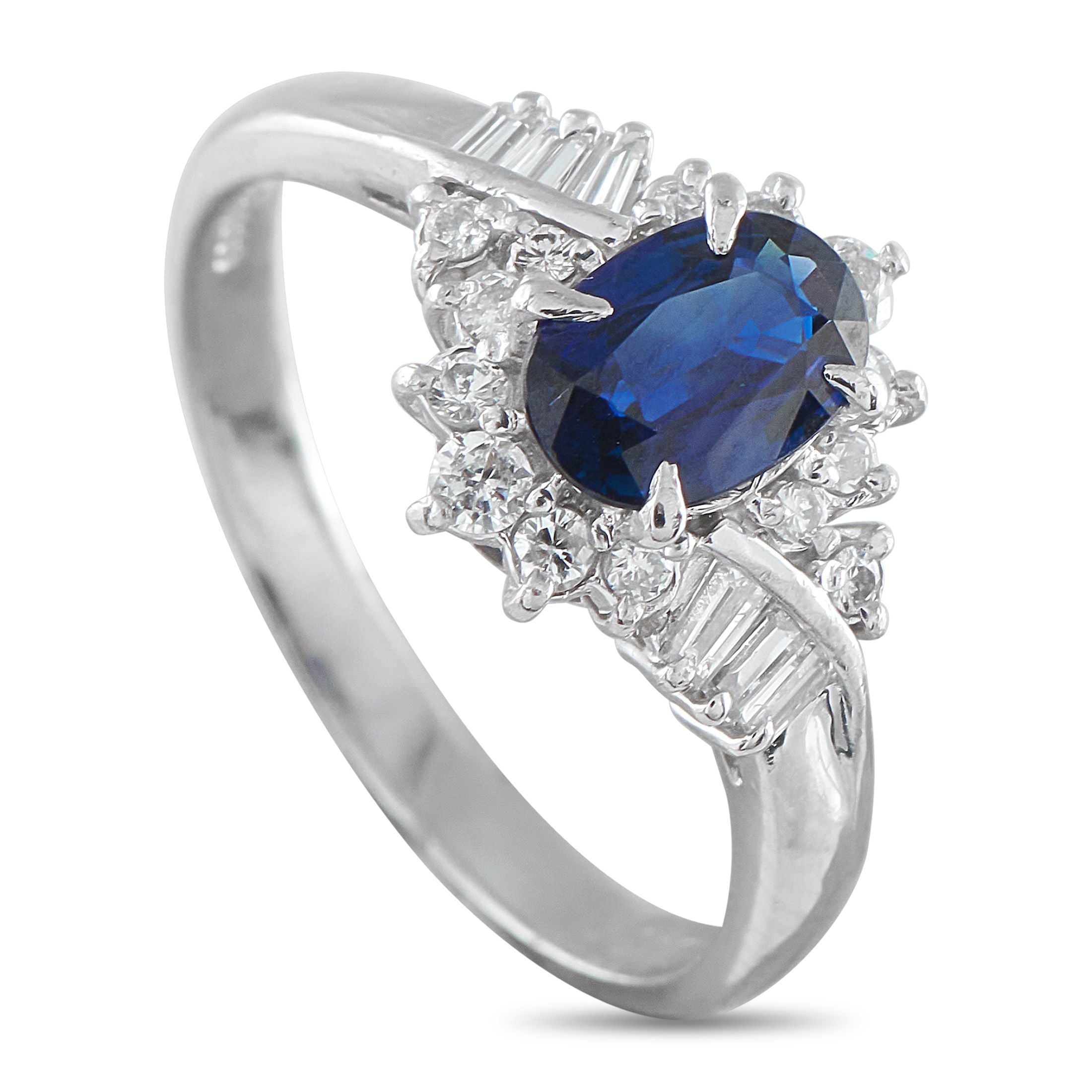Exclusive Platinum 0.35ct Diamond and Sapphire Ring - Designed with meticulous attention to proportion, this Exclusive  ring wears with effortless composure. It features a refined