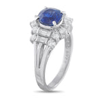 Platinum 0.87ct Diamond and Sapphire Ring