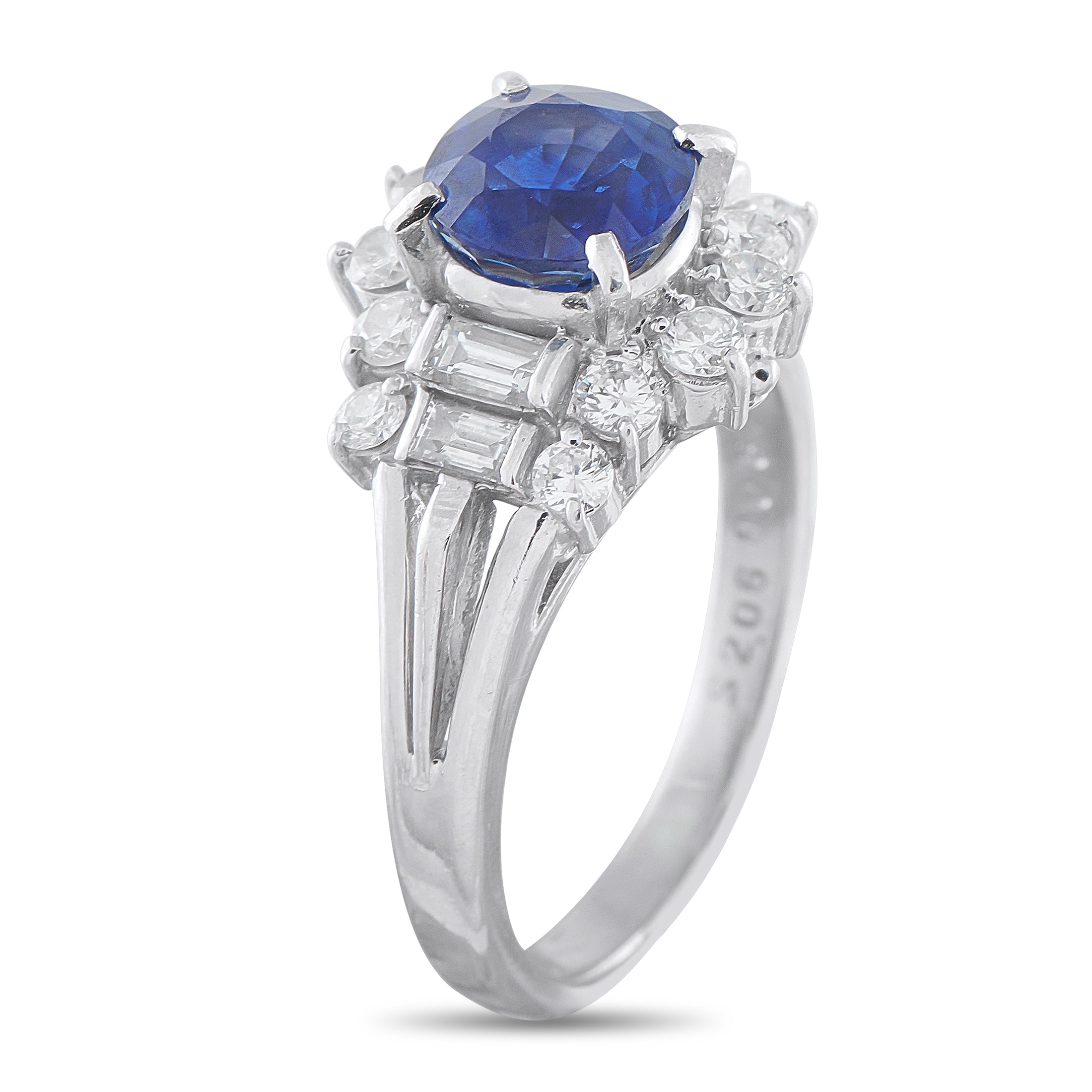 Platinum 0.87ct Diamond and Sapphire Ring