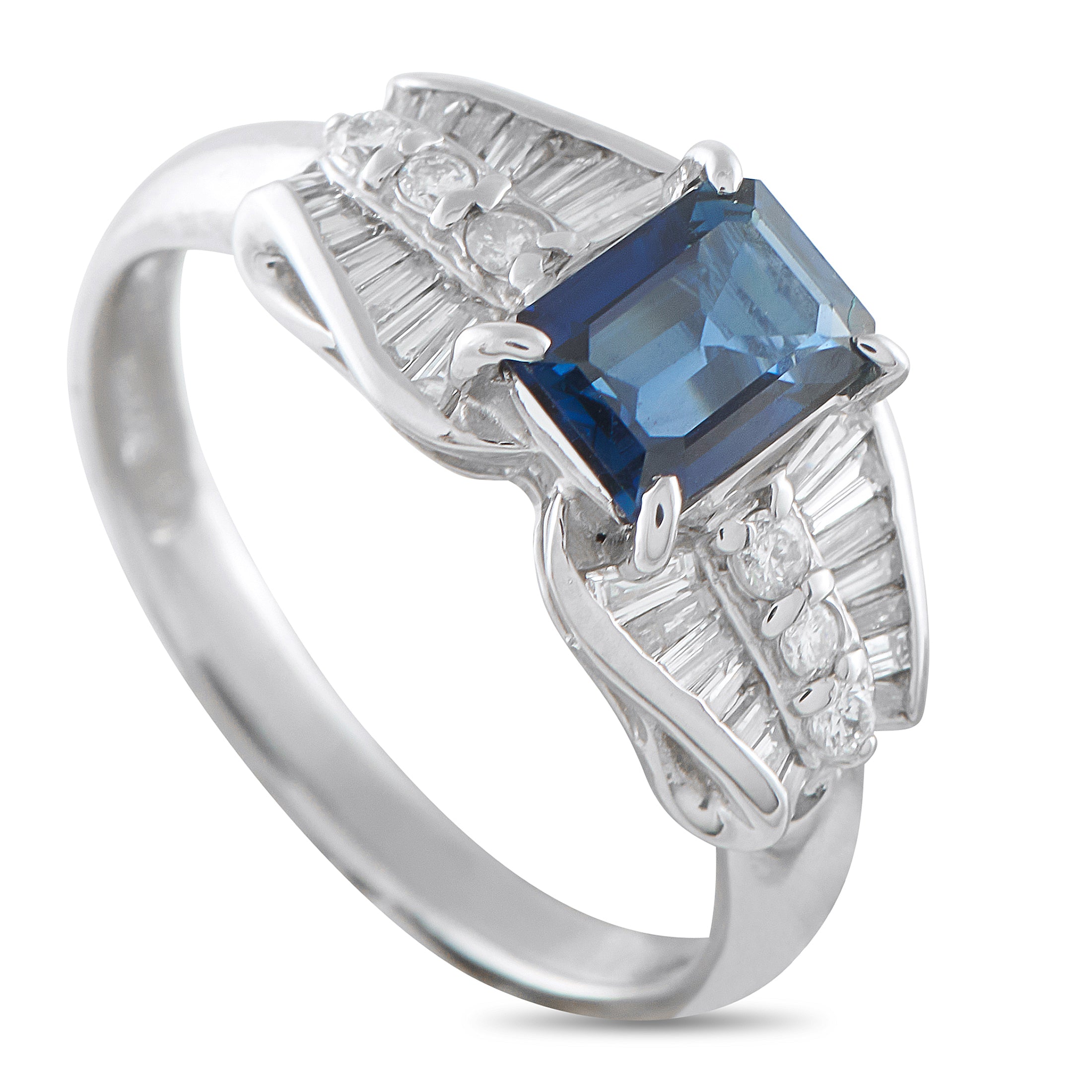 Platinum 0.43ct Diamond and Sapphire Ring