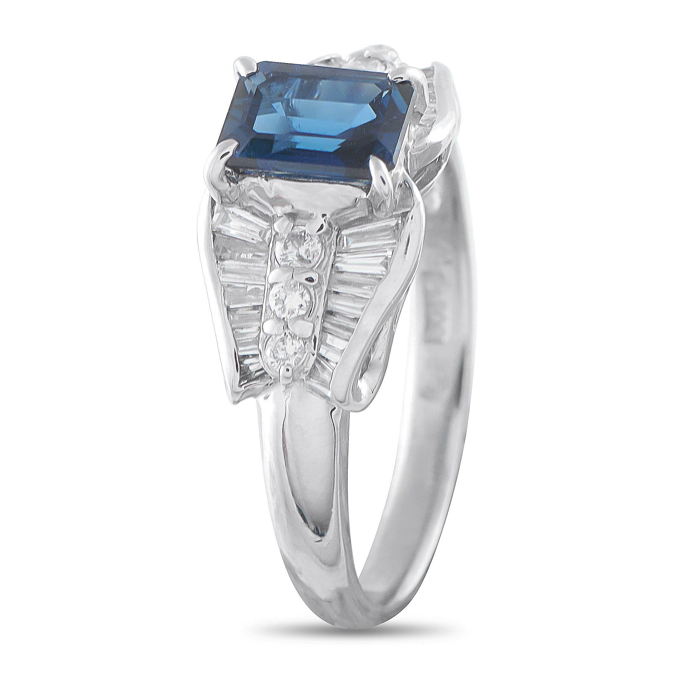 Platinum 0.43ct Diamond and Sapphire Ring