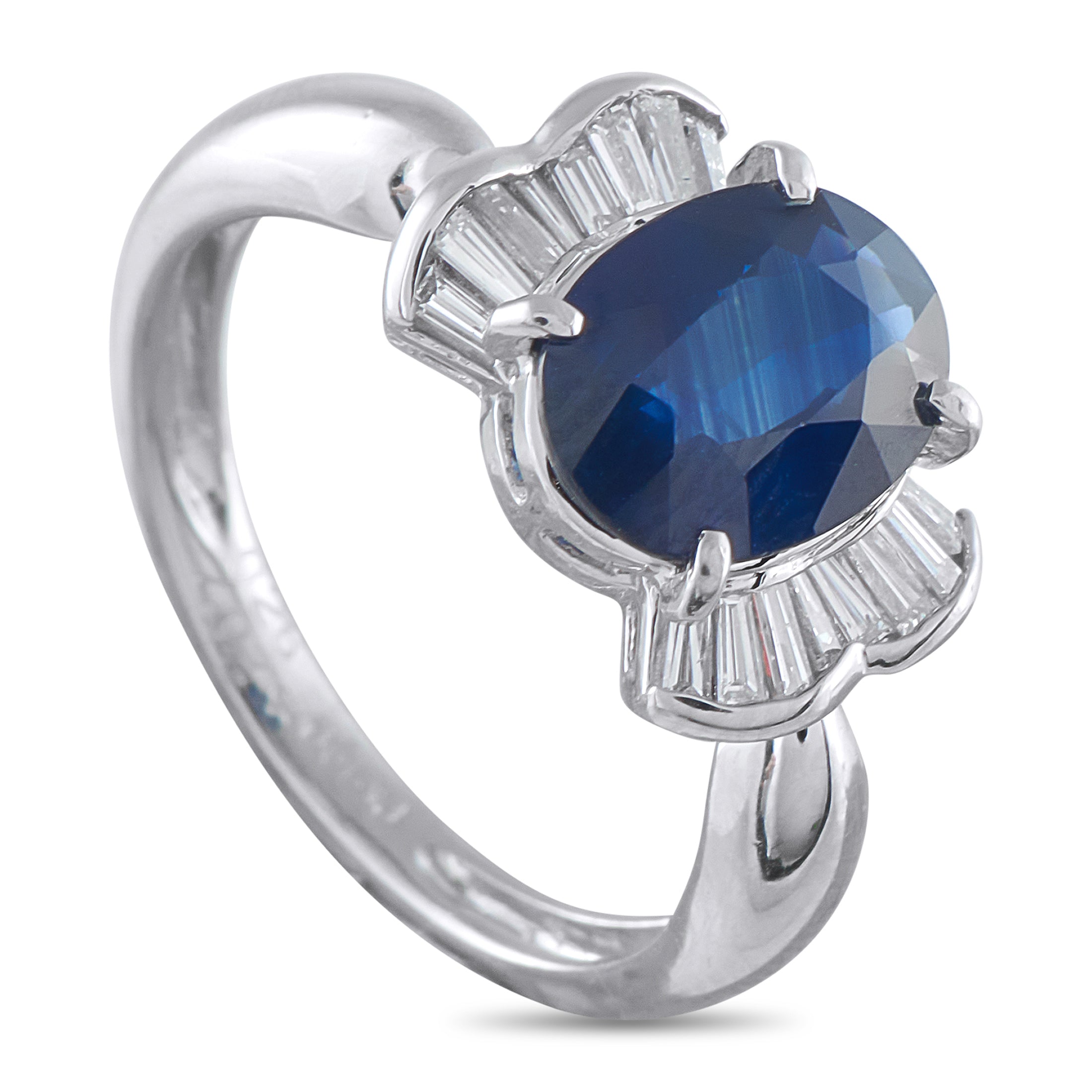 Platinum 0.26ct Diamond and Sapphire Ring