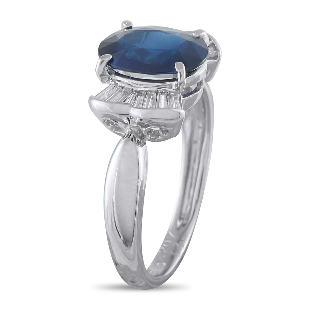Platinum 0.26ct Diamond and Sapphire Ring