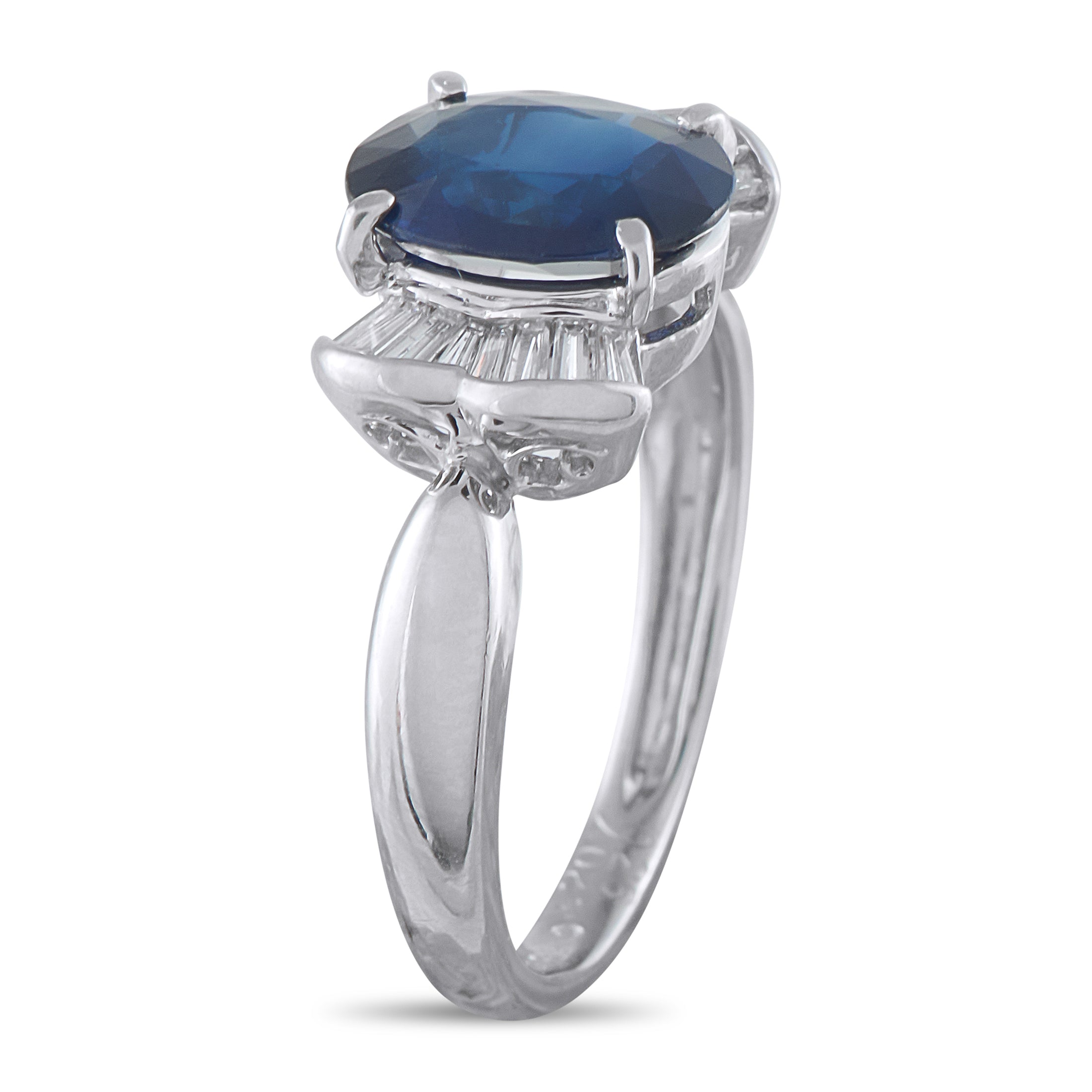 Platinum 0.26ct Diamond and Sapphire Ring