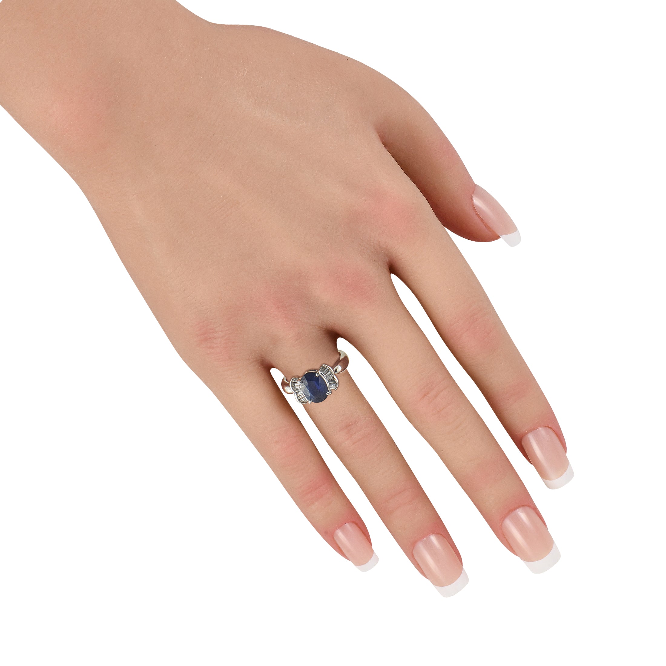 Platinum 0.26ct Diamond and Sapphire Ring