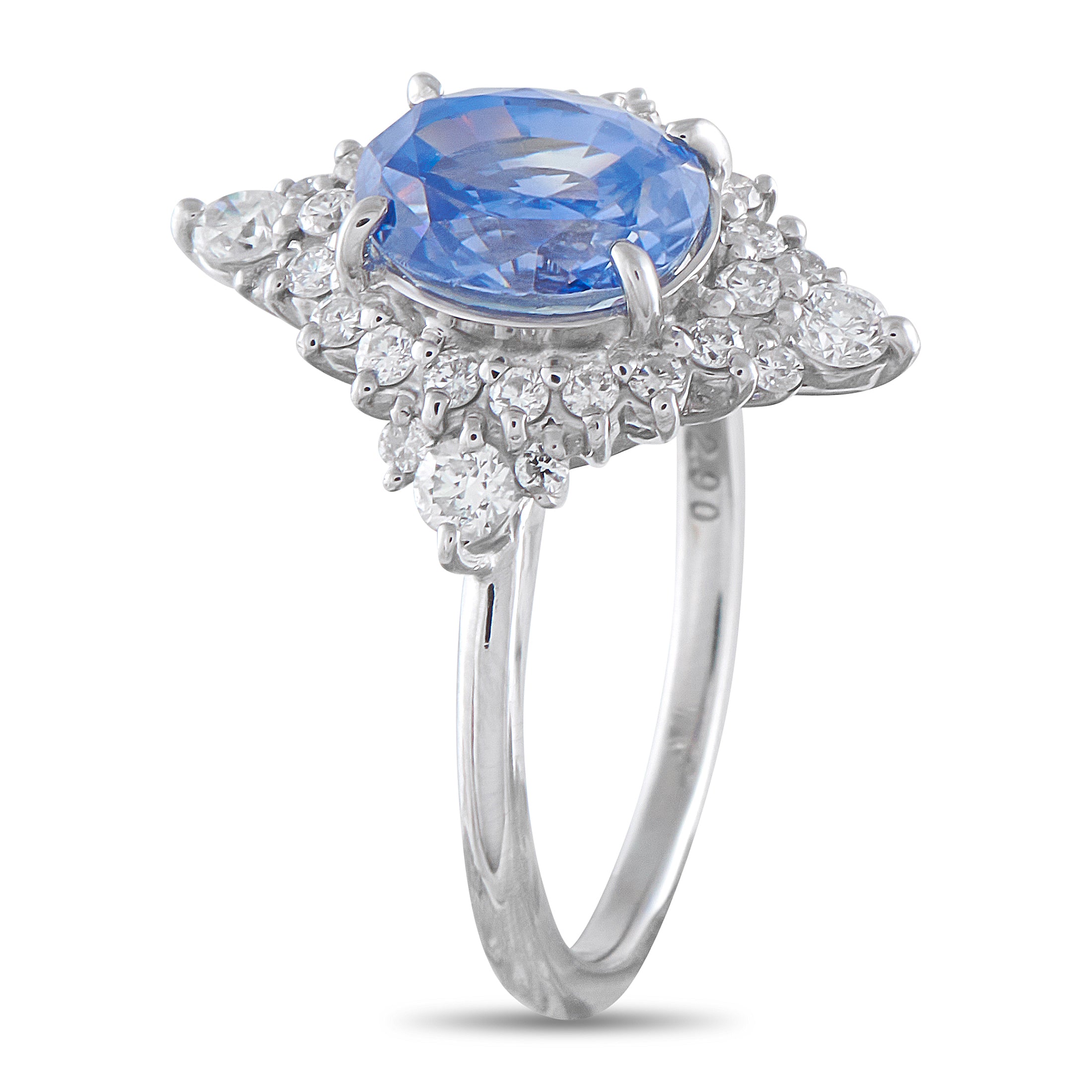 Exclusive Platinum 0.70ct Diamond and Sapphire Ring
