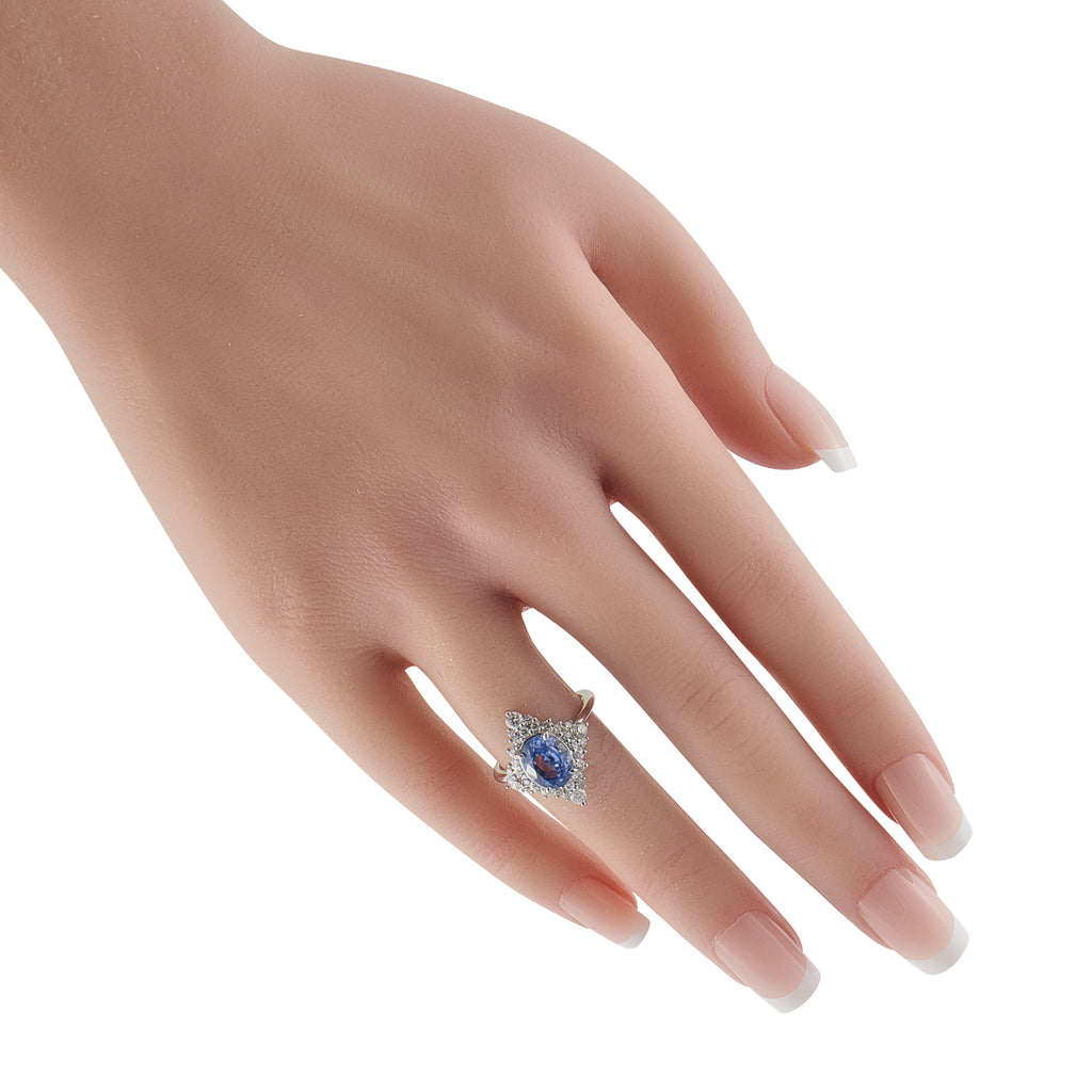 Exclusive Platinum 0.70ct Diamond and Sapphire Ring